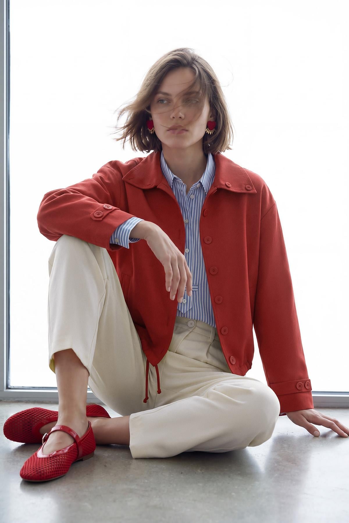 Kısa Düğmeli Oversize Trençkot