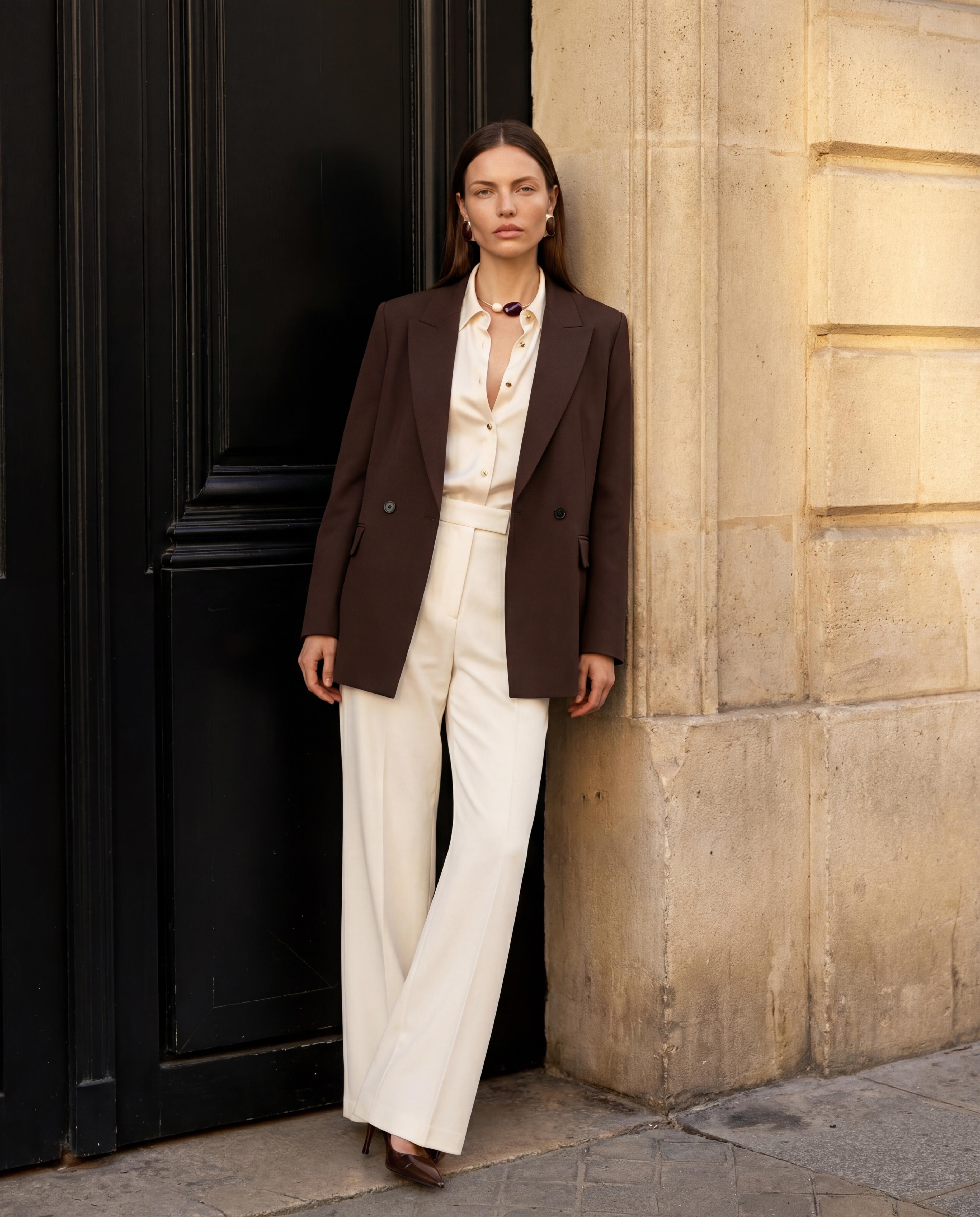 Kruvaze Oversize Vatkalı Blazer Ceket
