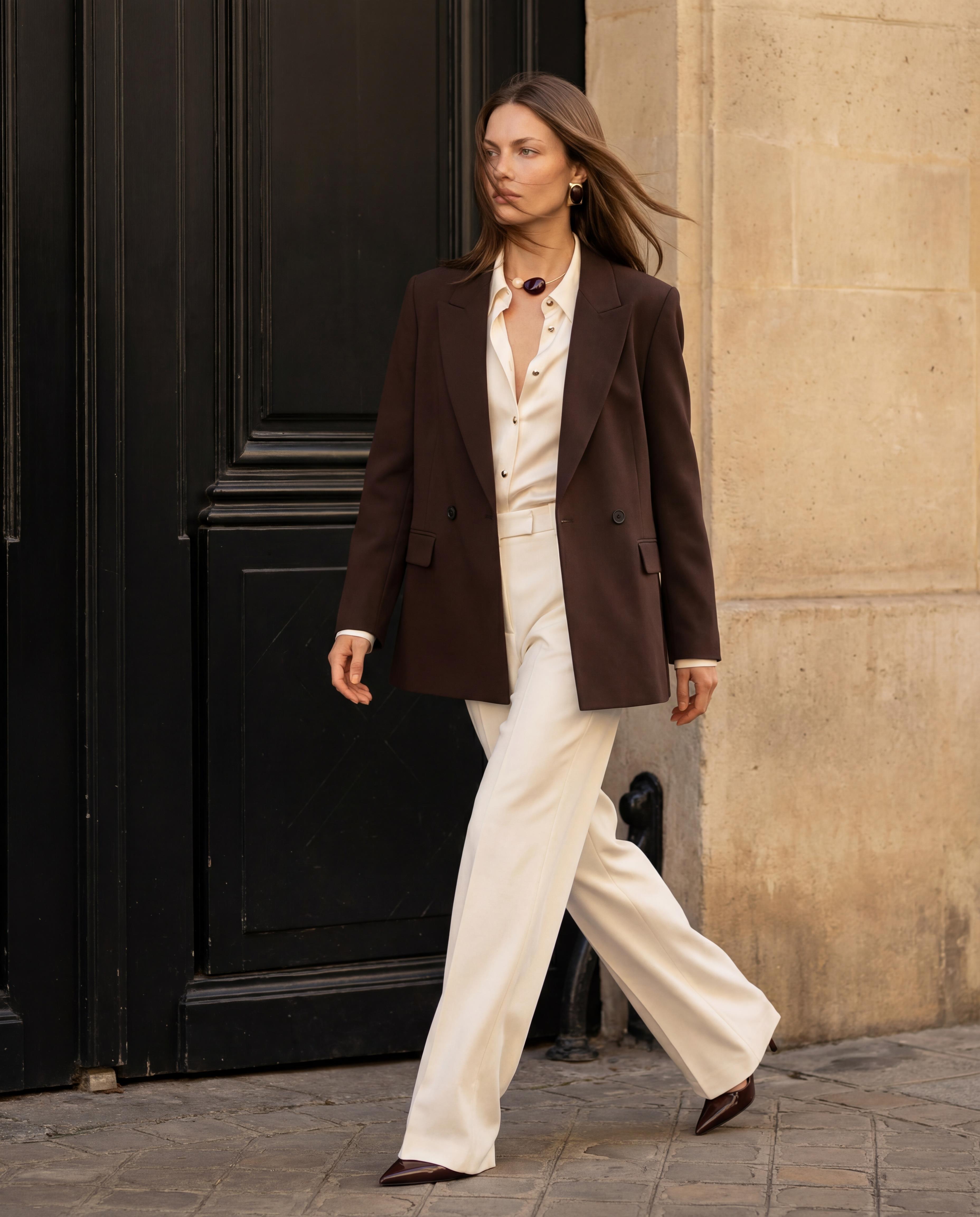 Kruvaze Oversize Vatkalı Blazer Ceket
