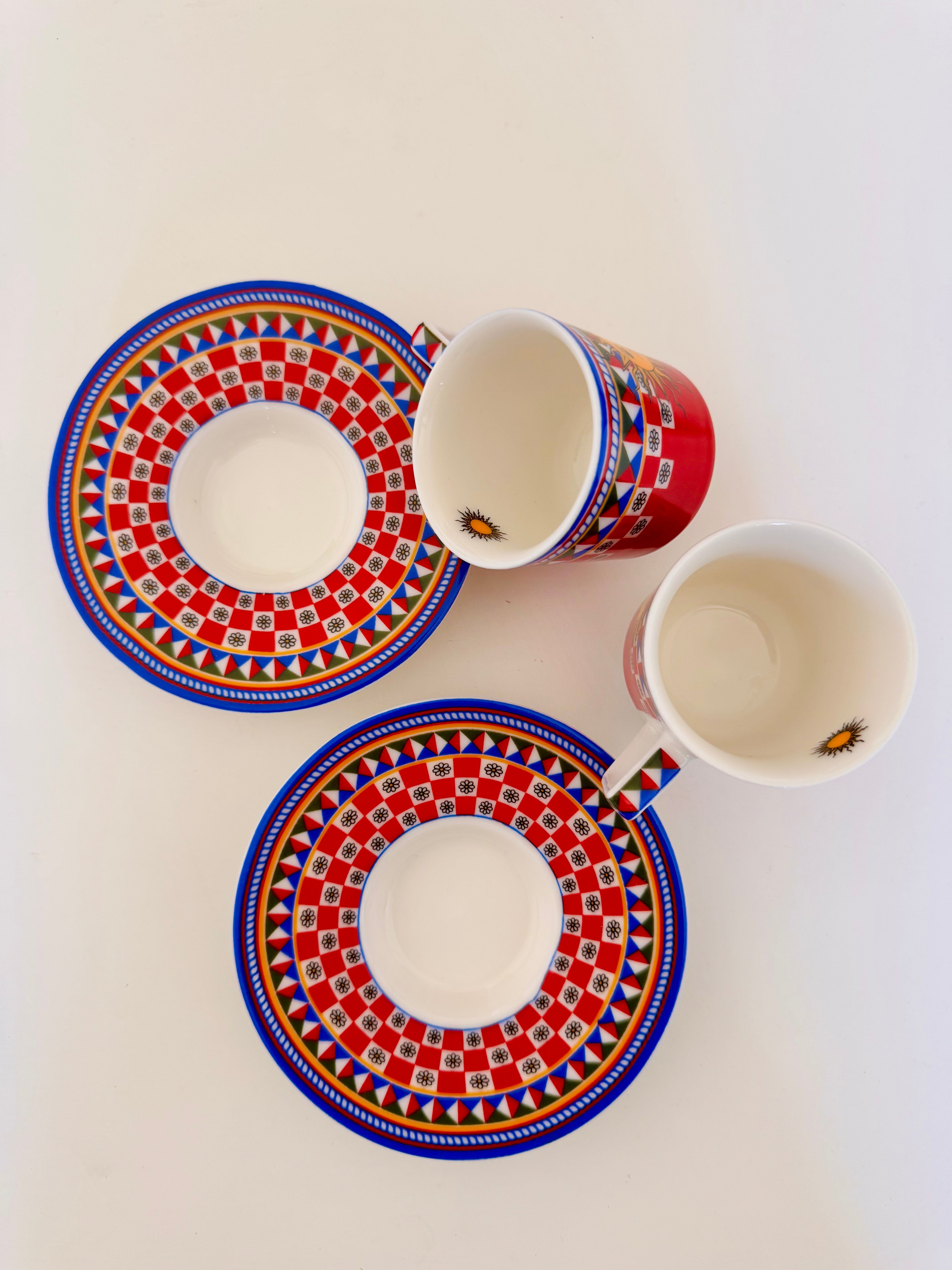 Bee Home & Dekor-2 Kişilik Porselen Güneş Kahve Fincanı