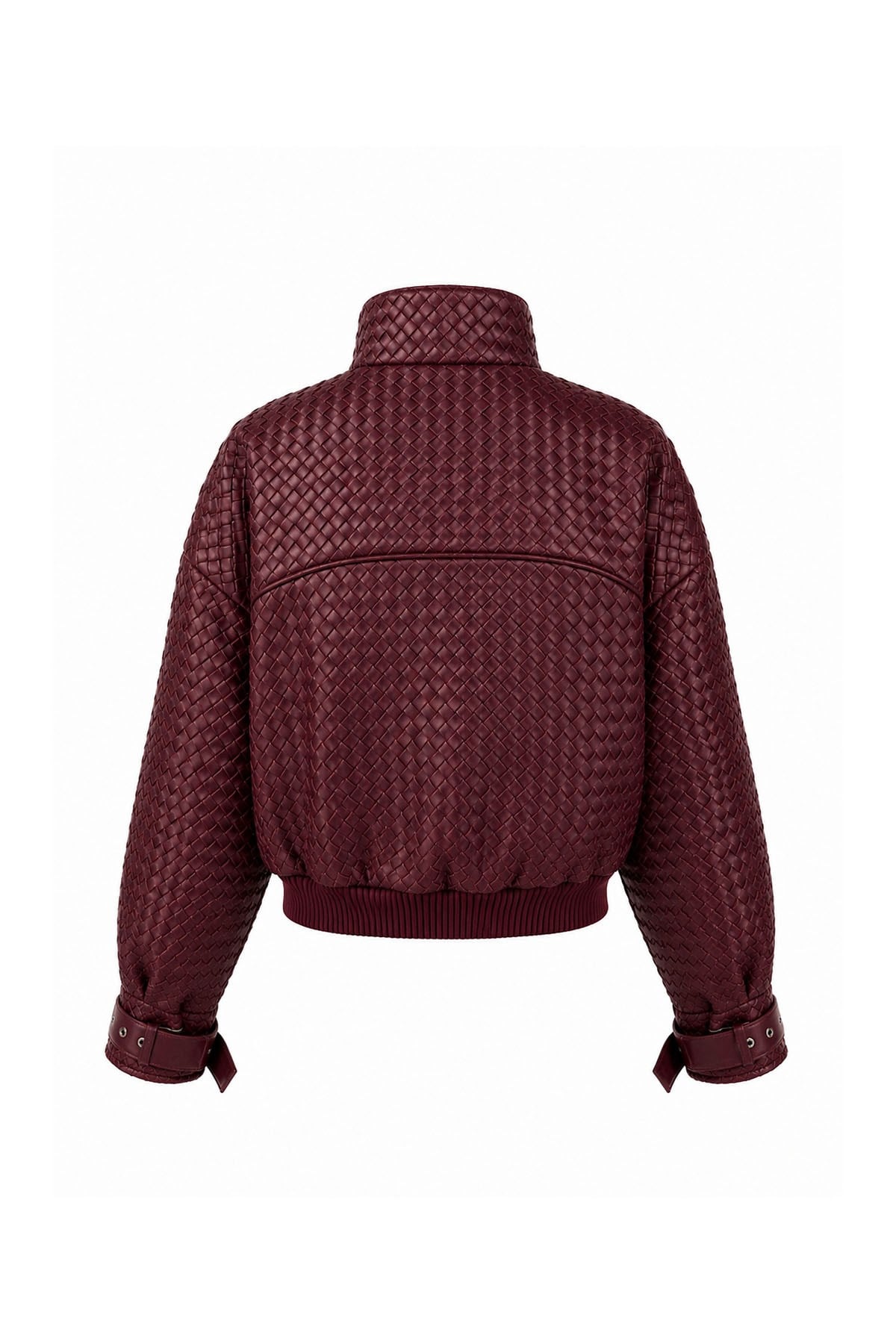 Bordo %100 Deri Bomber Ceket