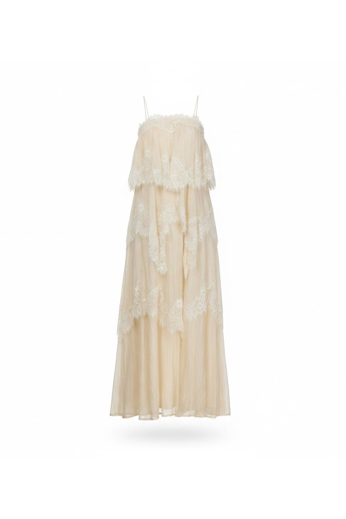 Butter Yellow Dantel Detaylı Midi Elbise