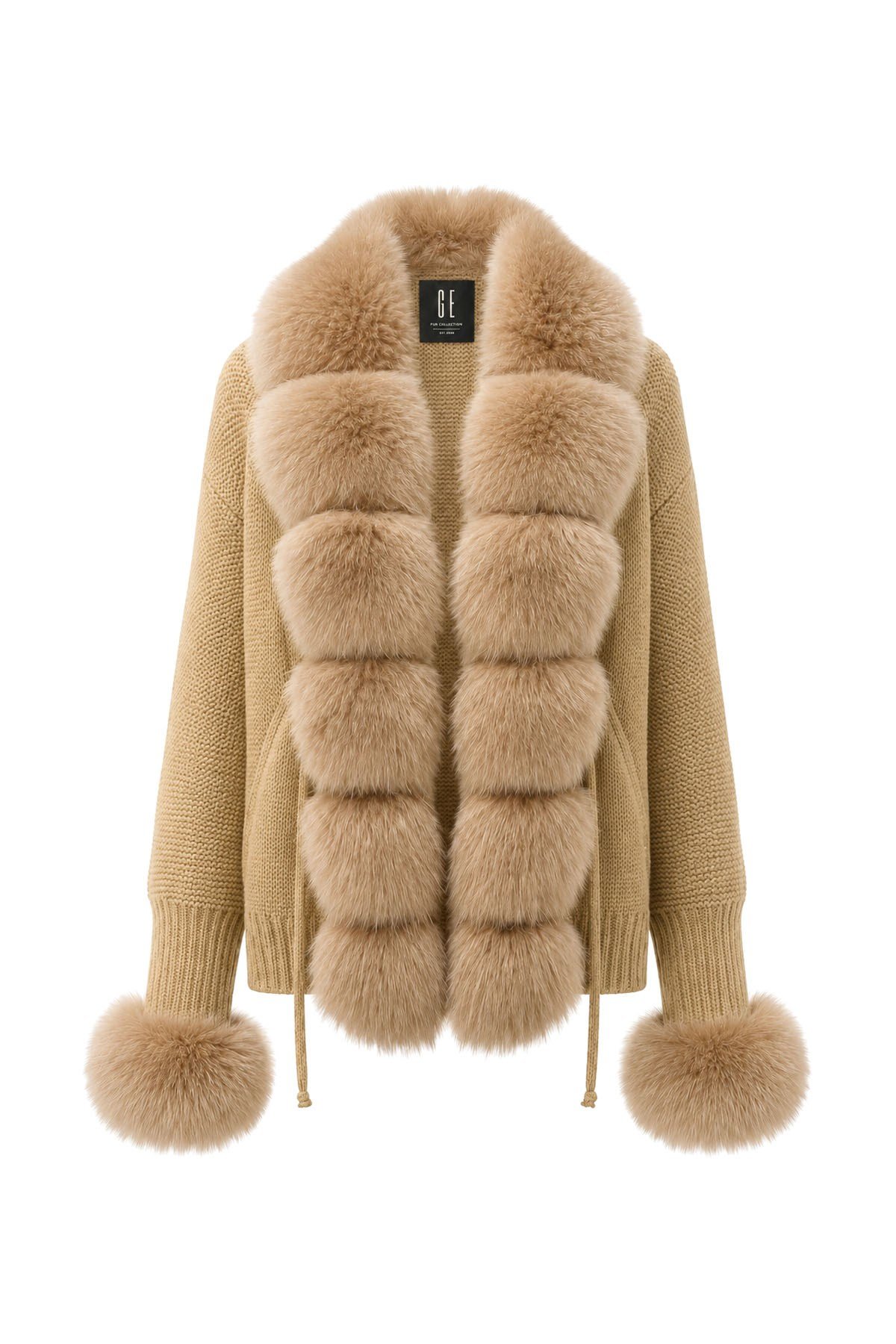 Camel Kürklü Triko Hırka