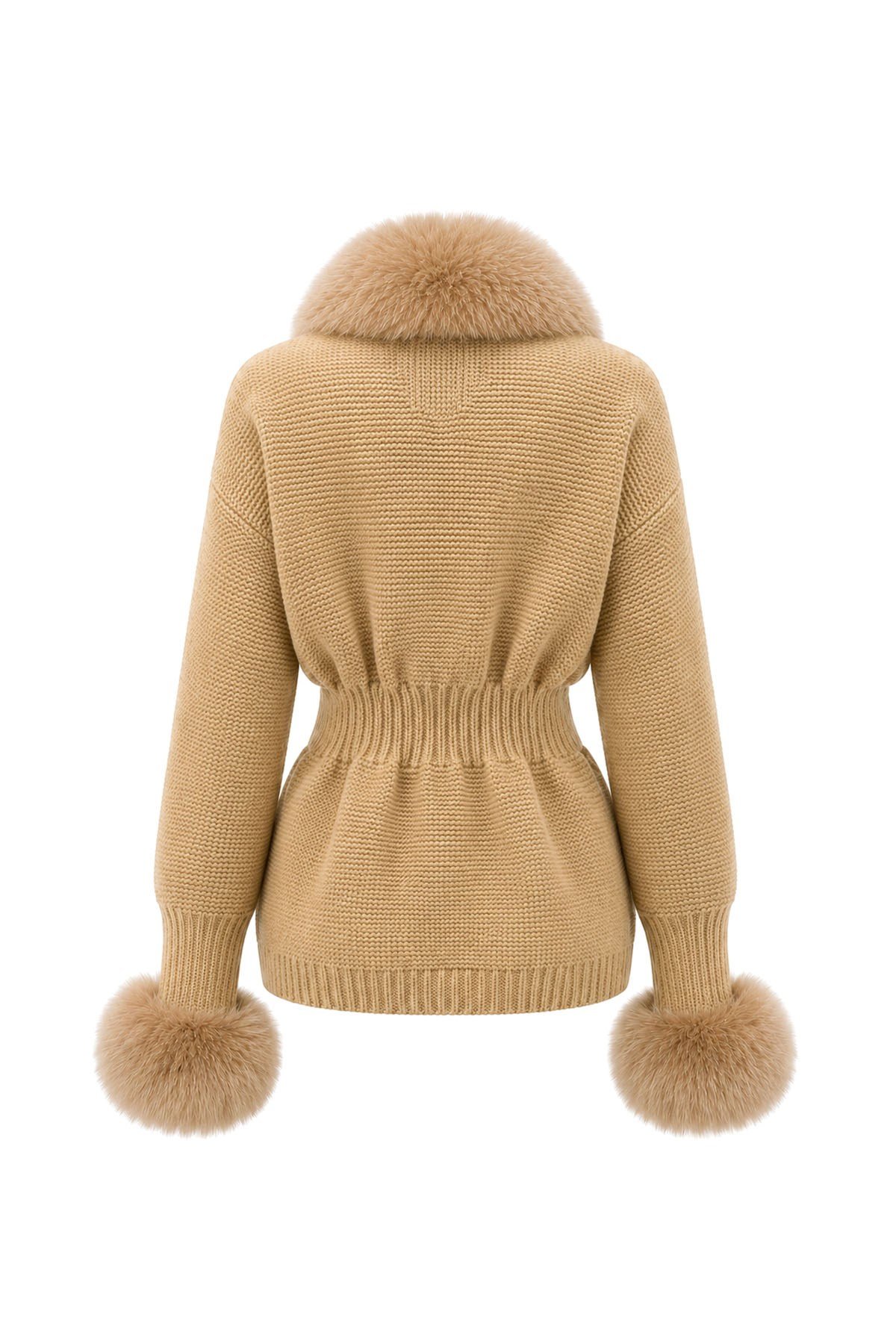 Camel Kürklü Triko Hırka
