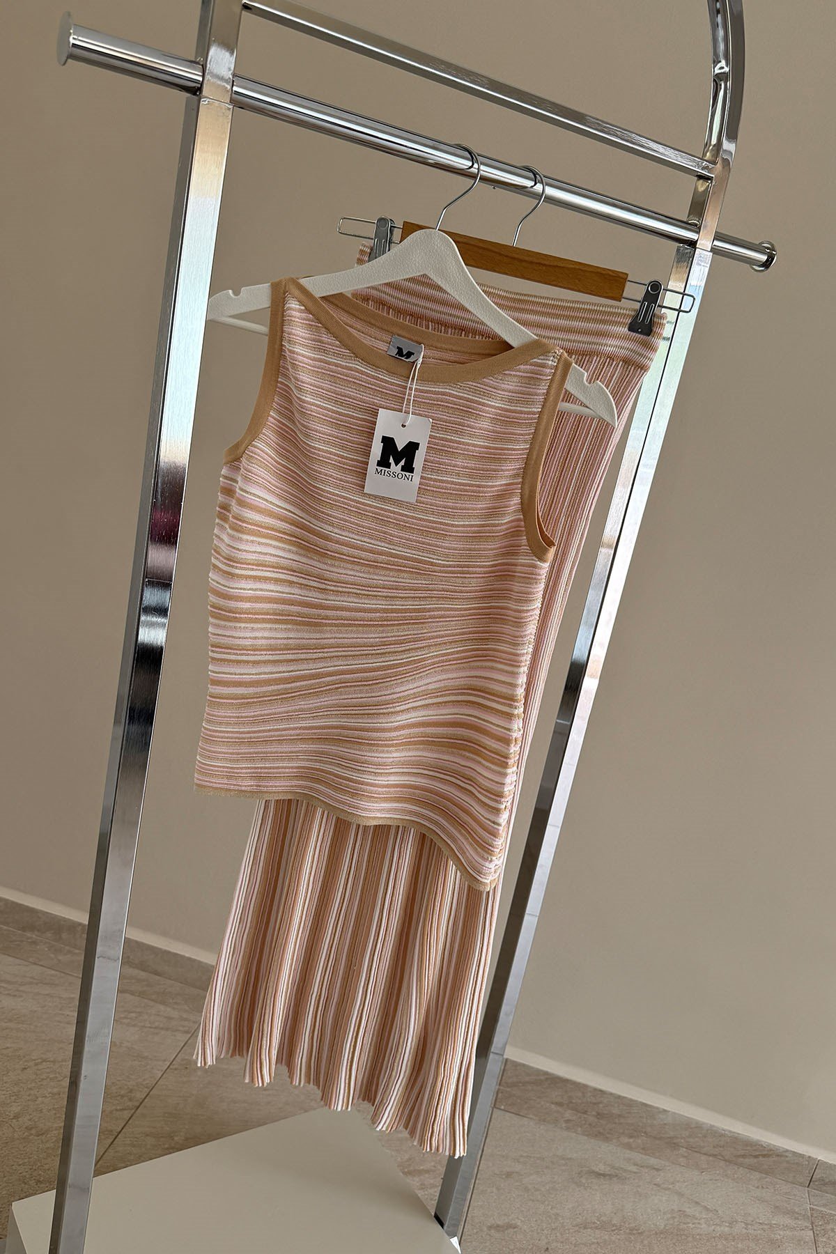 Nude Rengi Gold Sim İplikli İkili Takım