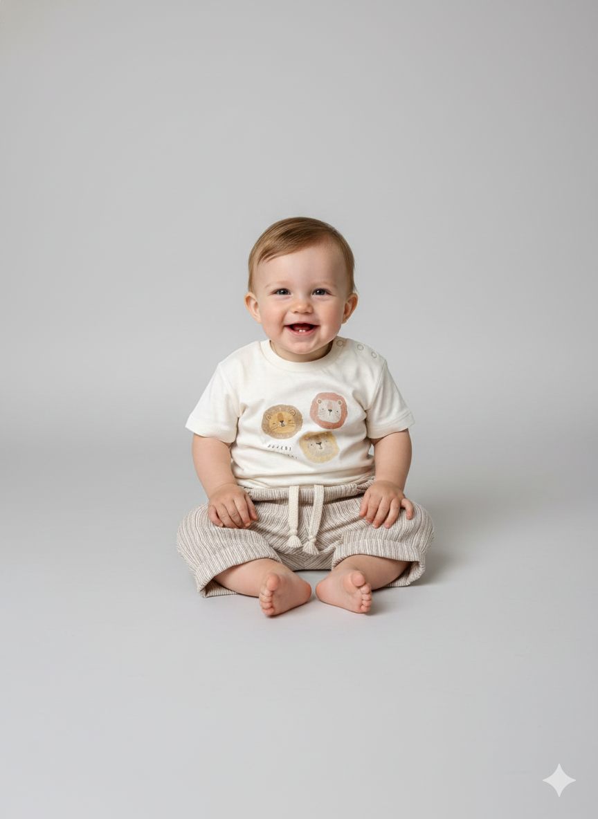 ÇİZGİLİ DOKUMA TİŞÖRT PANTOLON TAKIM  6-9/9-12/18-24/24-36AY