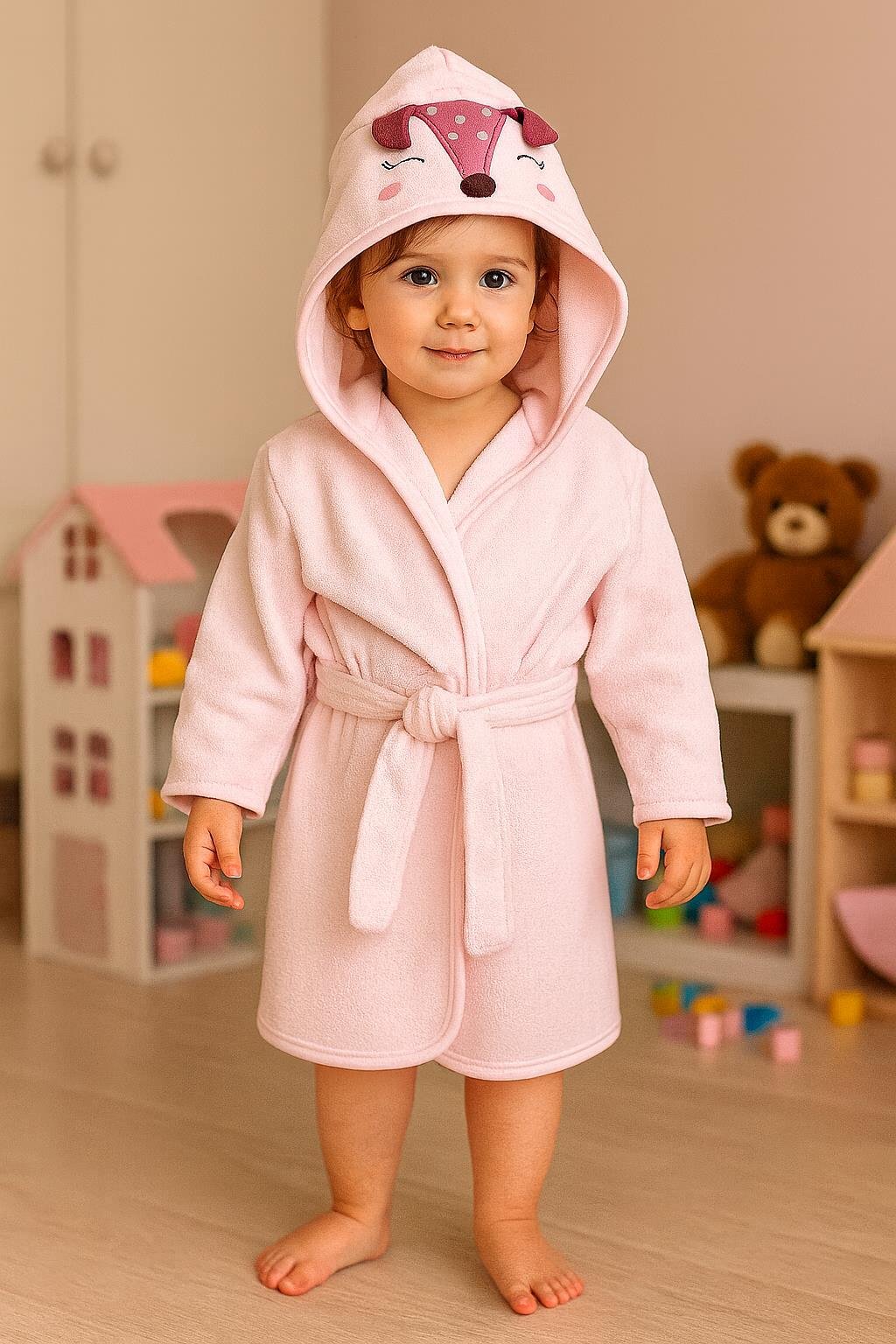 KD29028 Kız Bebek Bornoz 2-3/3-4/4-5 Yaş
