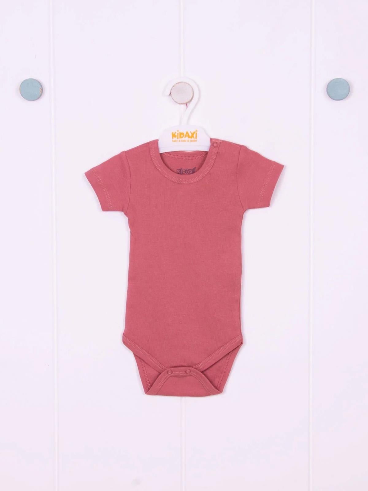 Kidaxi Kısa  Kollu Çıtçıtlı Bebek Gül Kurusu Body