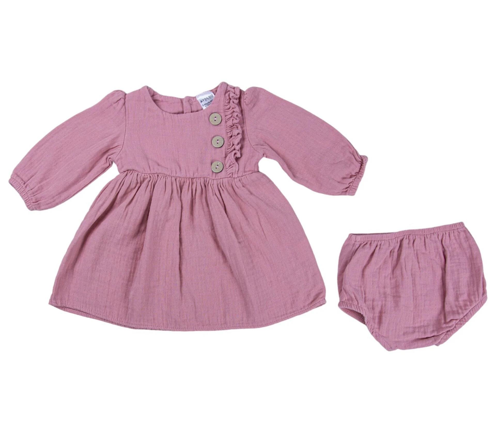 Kız Bebek Muslin Elbise  Mercan