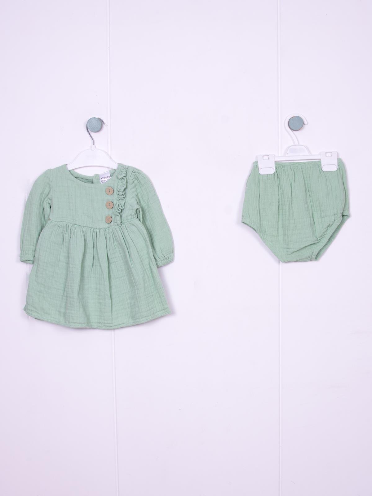 Kız Bebek Muslin Elbise Mint