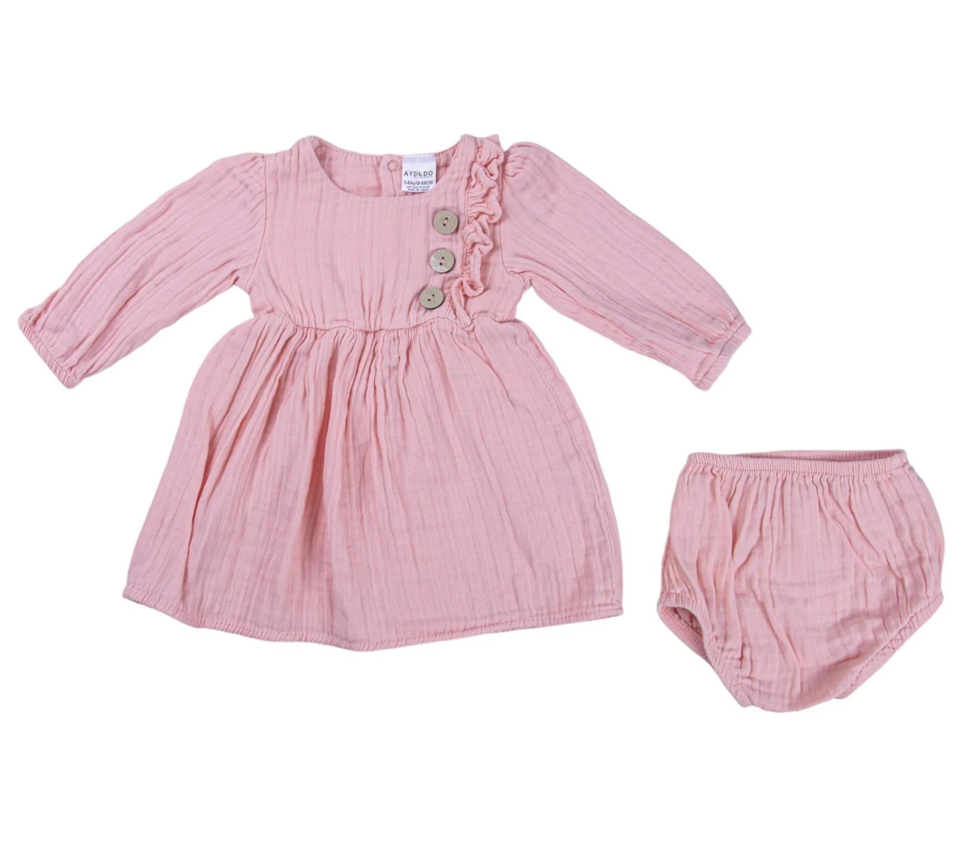Kız Bebek Muslin Elbise Somon
