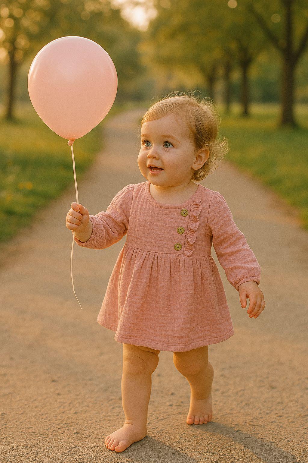 Kız Bebek Muslin Elbise Somon