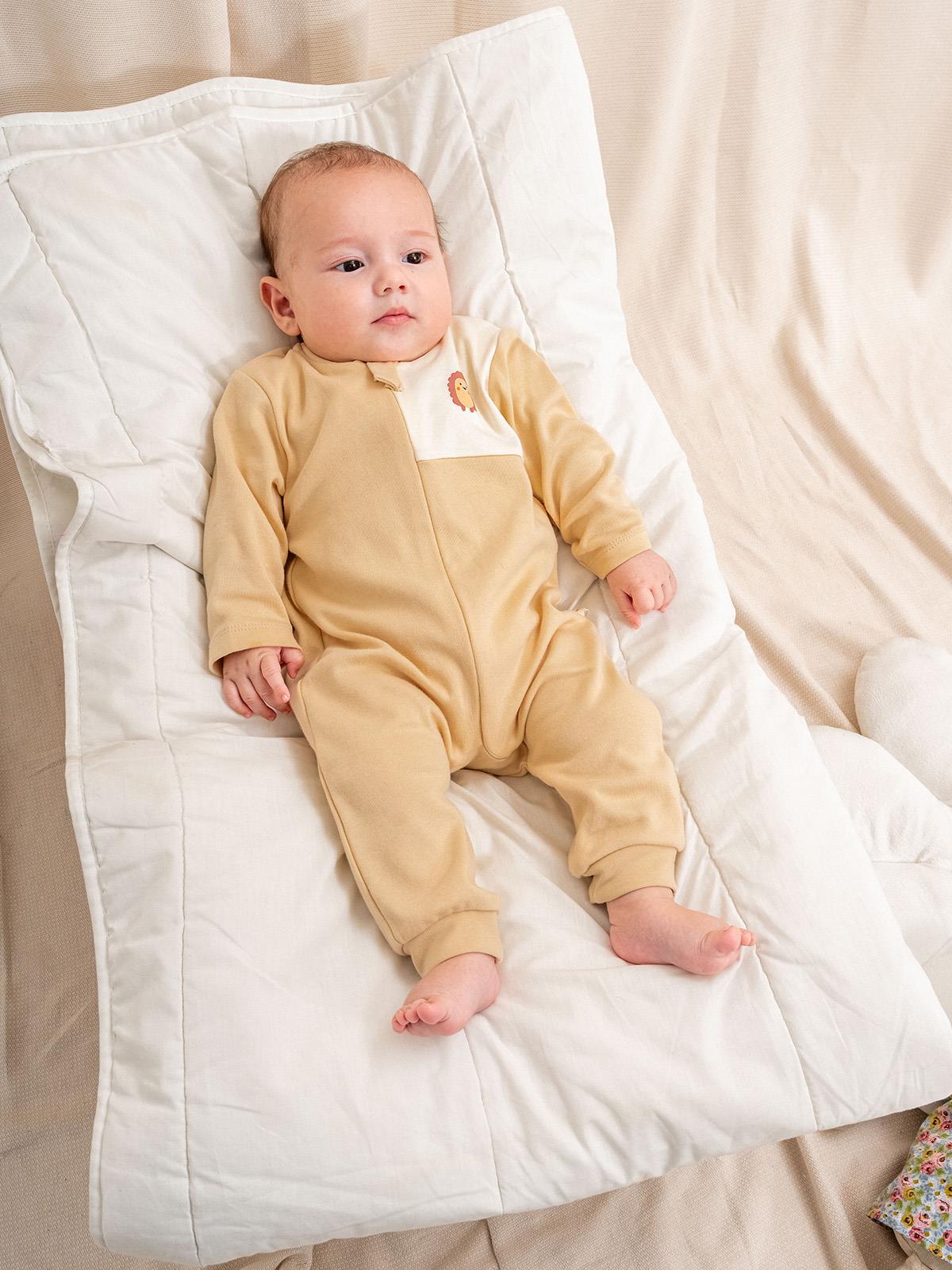 Nakışlı Erkek Patiksiz Organik Sertifikalı Bebe Tulumu 1-3/3-6/6-9/9-12AY