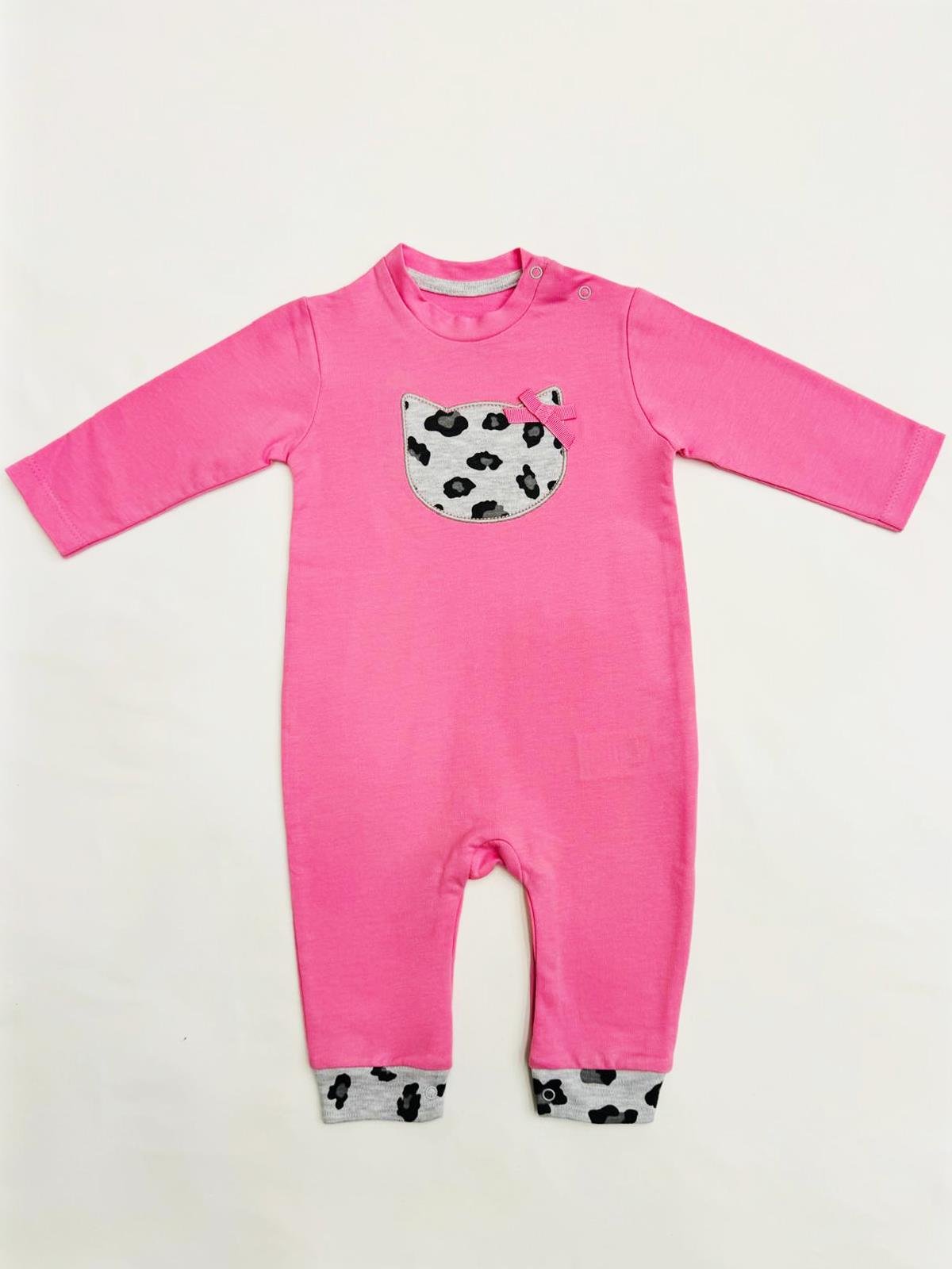 Nakışlı Patiksiz Pamuklu Kız  Bebe Tulumu