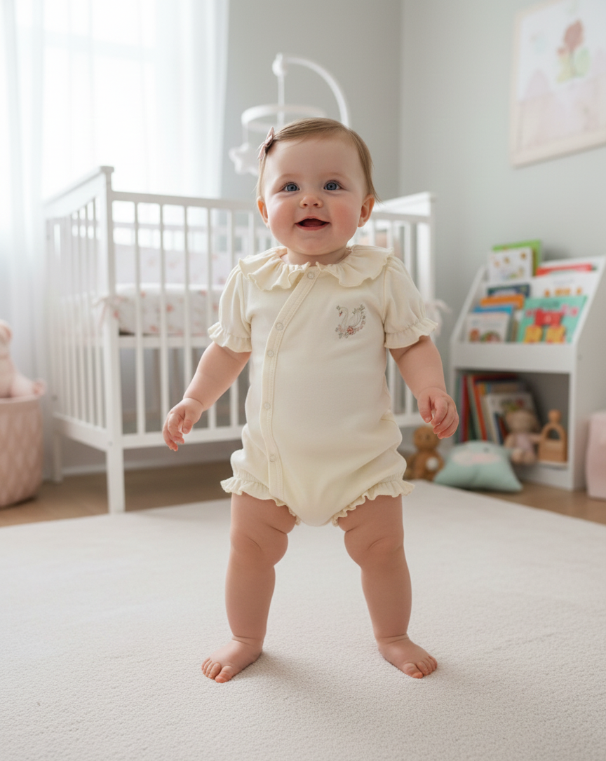 ORGANİC BEBE YAKALI BASKILI BARBATÖZ