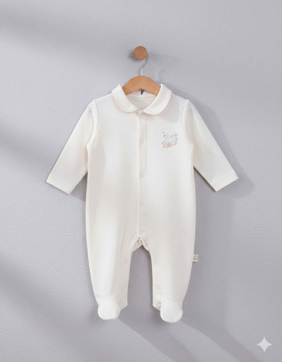 ORGANİC BEBE YAKALI BASKILI TULUM