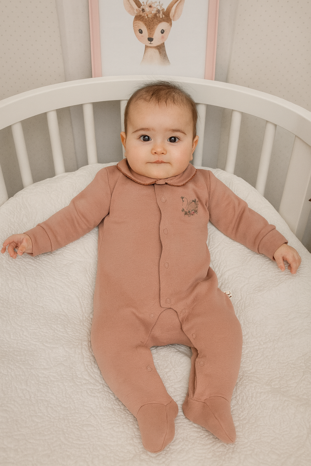 ORGANİC BEBE YAKALI BASKILI TULUM