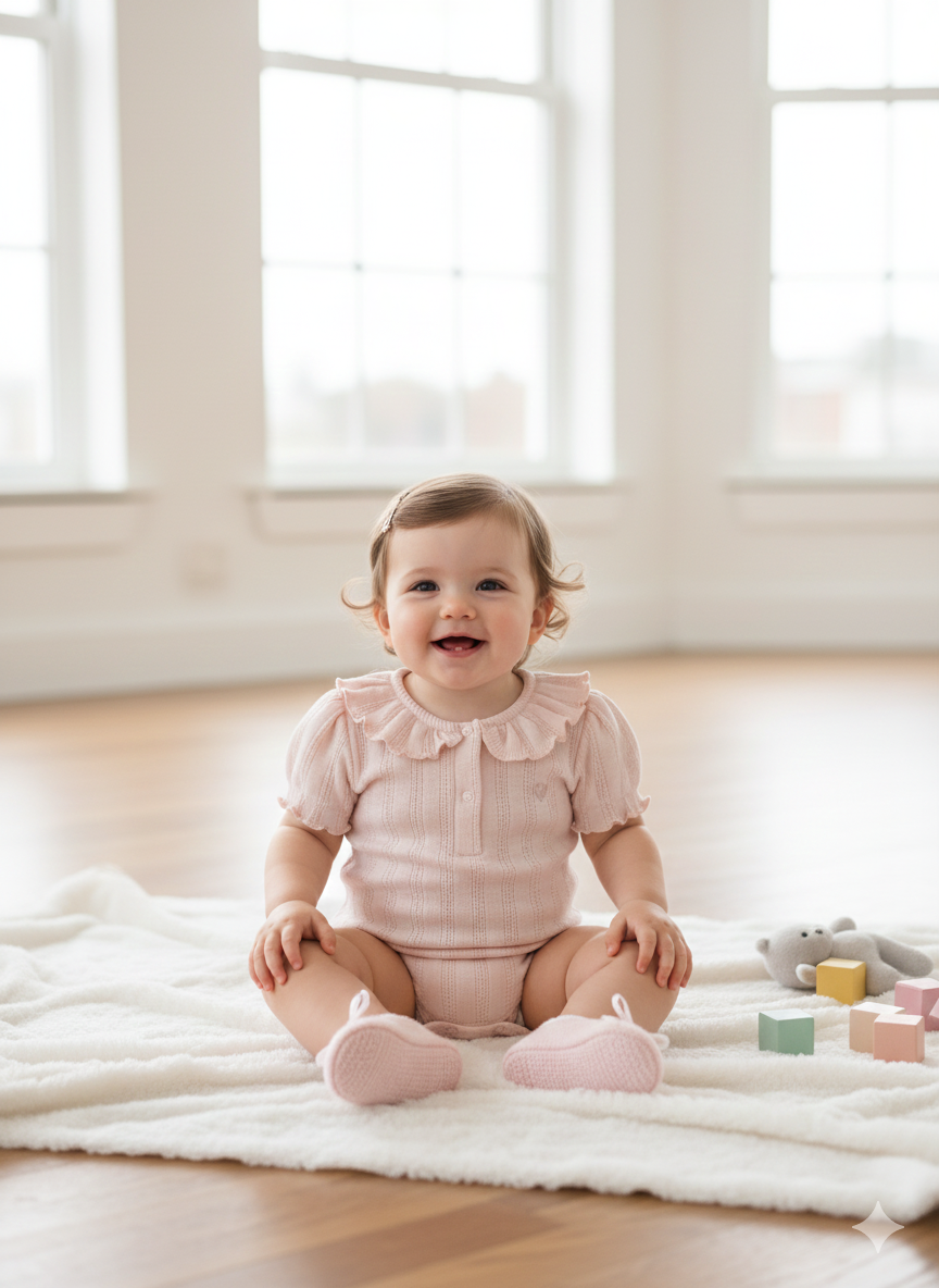 Yakası Fırfırlı Jakarlı Kız Bebek Body