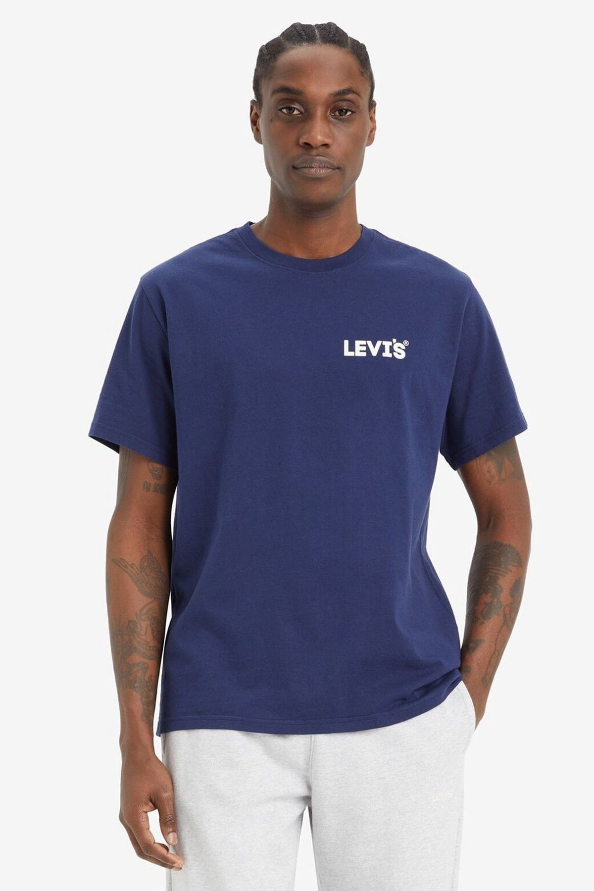 LSE_SS RELAXED FIT TEE LC HEADLINE LOGOMAVİ