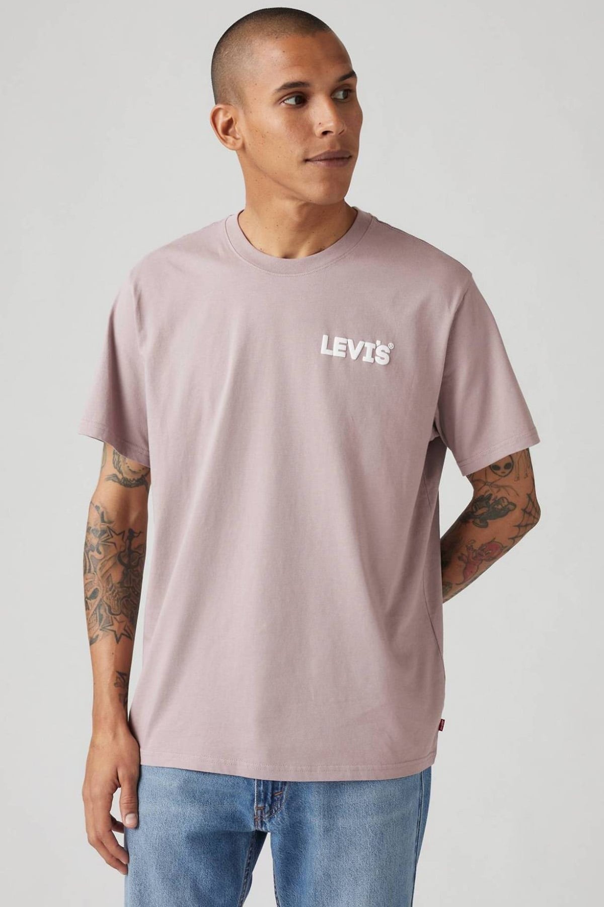 SS RELAXED FIT TEE HEADLINE LOGO 9 PURPPEMBE
