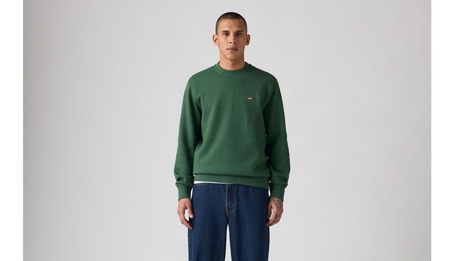 TR CORE NG CREW SWEATSHT DARK GREEN HEATYEŞİL