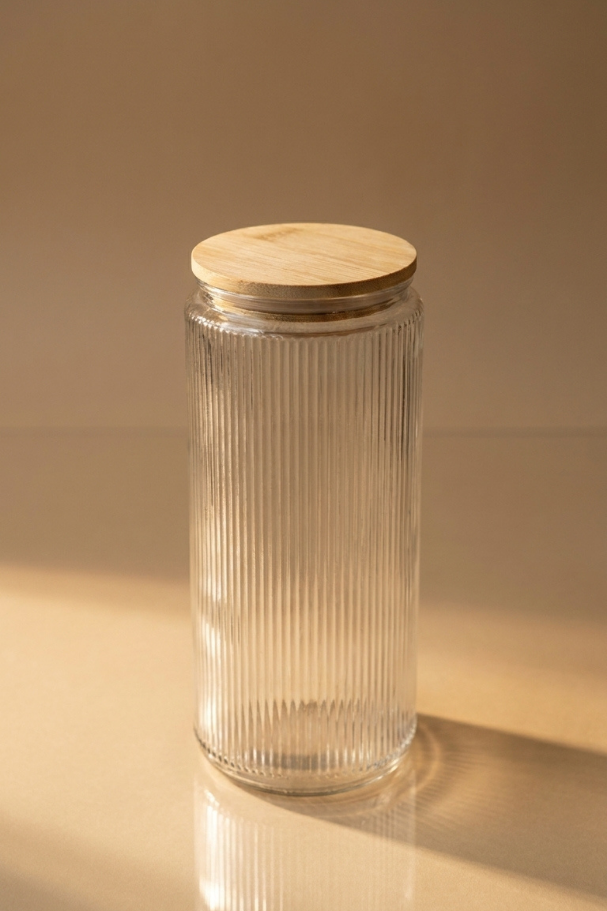 6'lı Set Bambu Vakum Kapaklı Cam Saklama Kabı 1350 ML