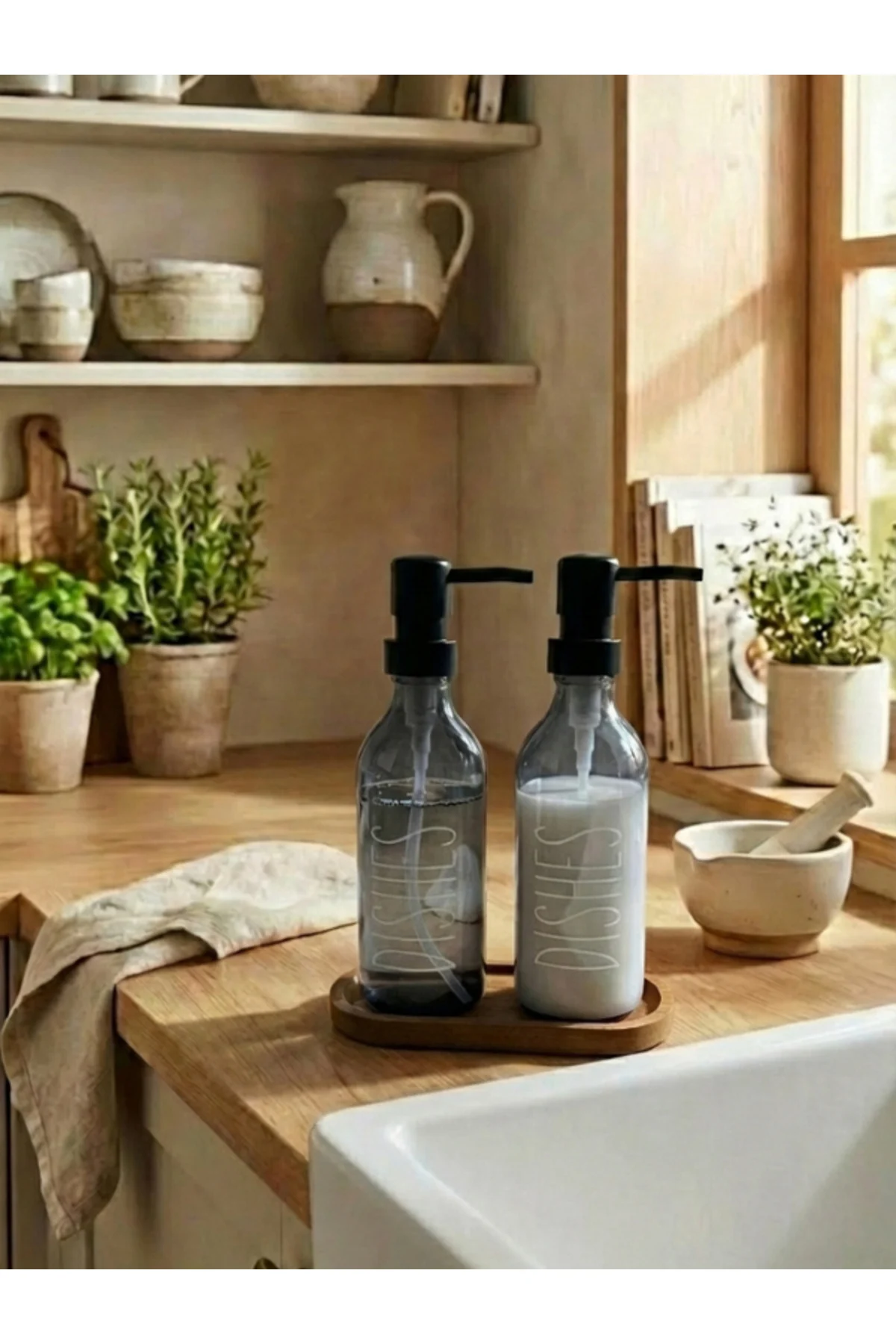 Ahşap Standlı Sıvı Sabunluk 330 ML