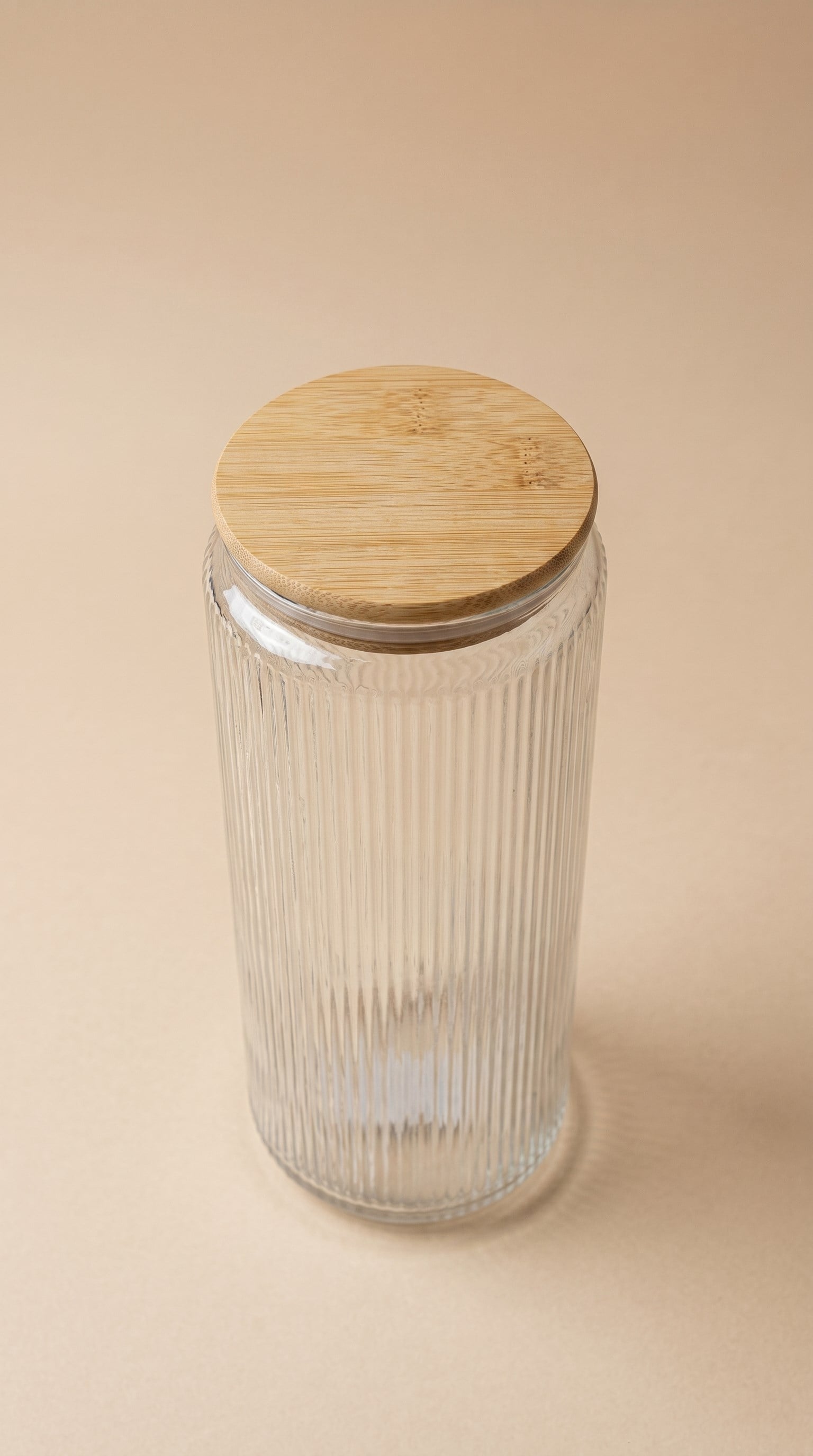 Bambu Vakum Kapaklı Cam Saklama Kabı 1350 ML | Fitilli Cam Kavanoz Kuru Gıda Saklama Kabı