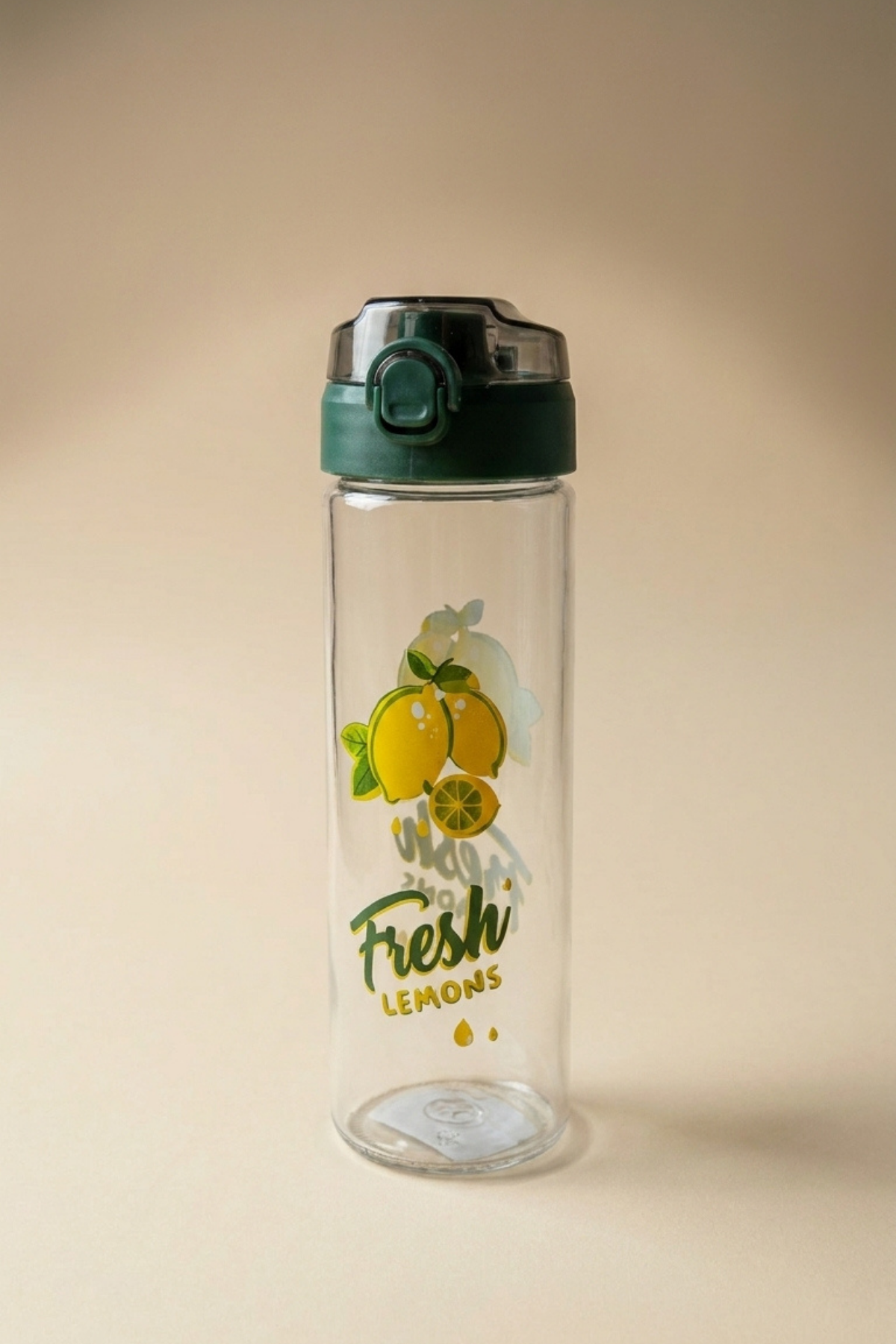 Limon Desenli Şeffaf Cam Matara 550 ML