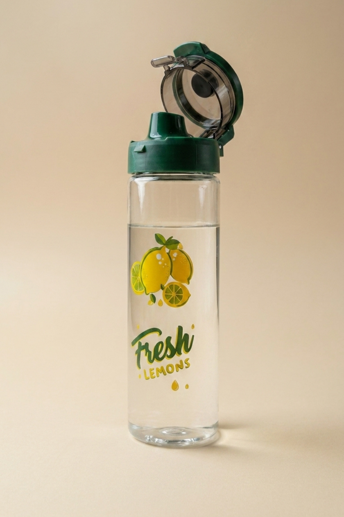 Limon Desenli Şeffaf Cam Matara 550 ML