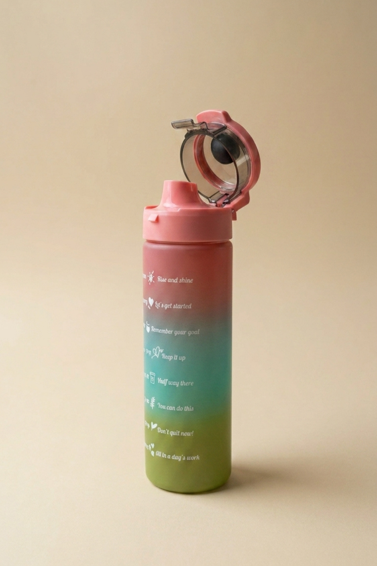 Renkli Cam Motivasyon Matarası 550 ML