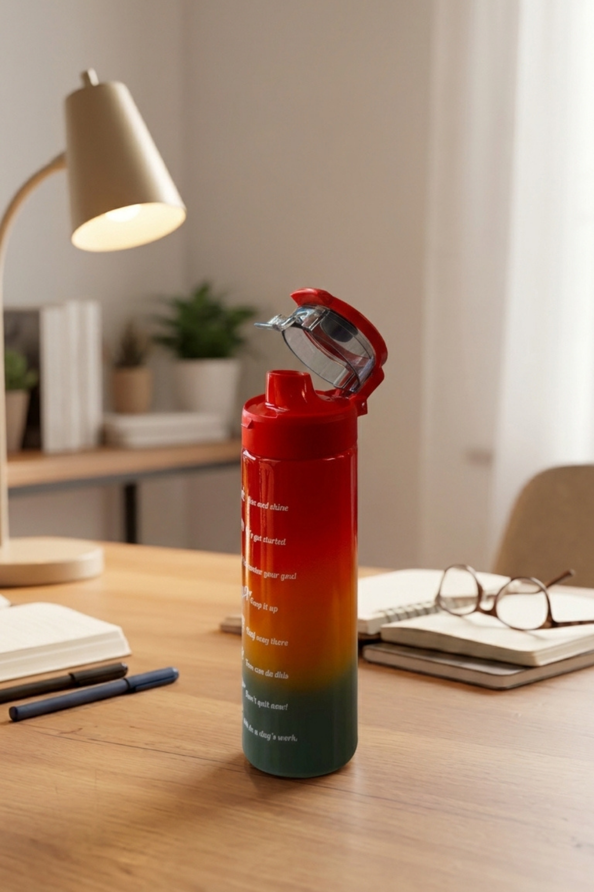 Renkli Cam Motivasyon Matarası 550 ML
