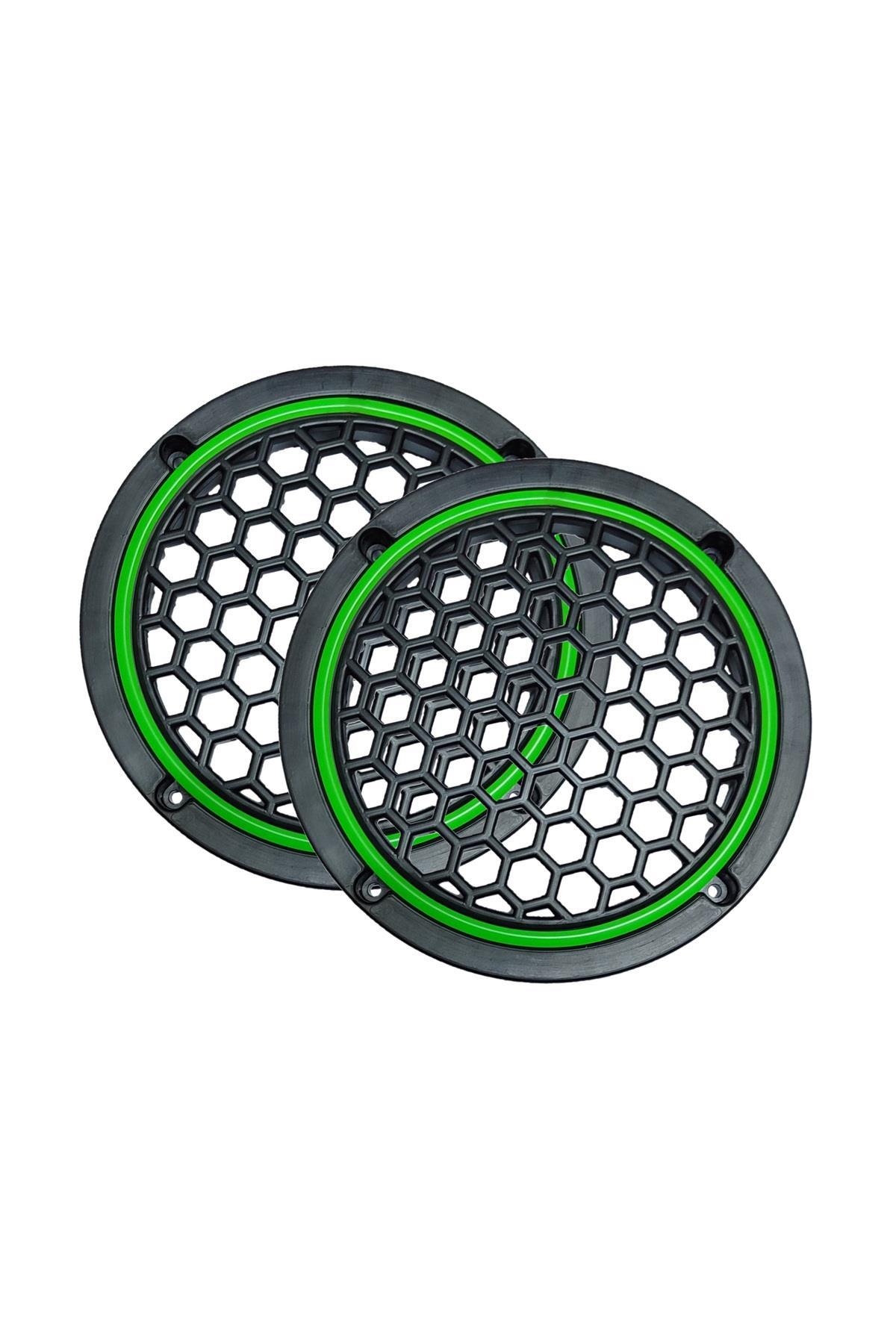 Neon Işıklı 16 cm Hoparlör ve Midrange Kapağı - 2 Adet - Yeşil
