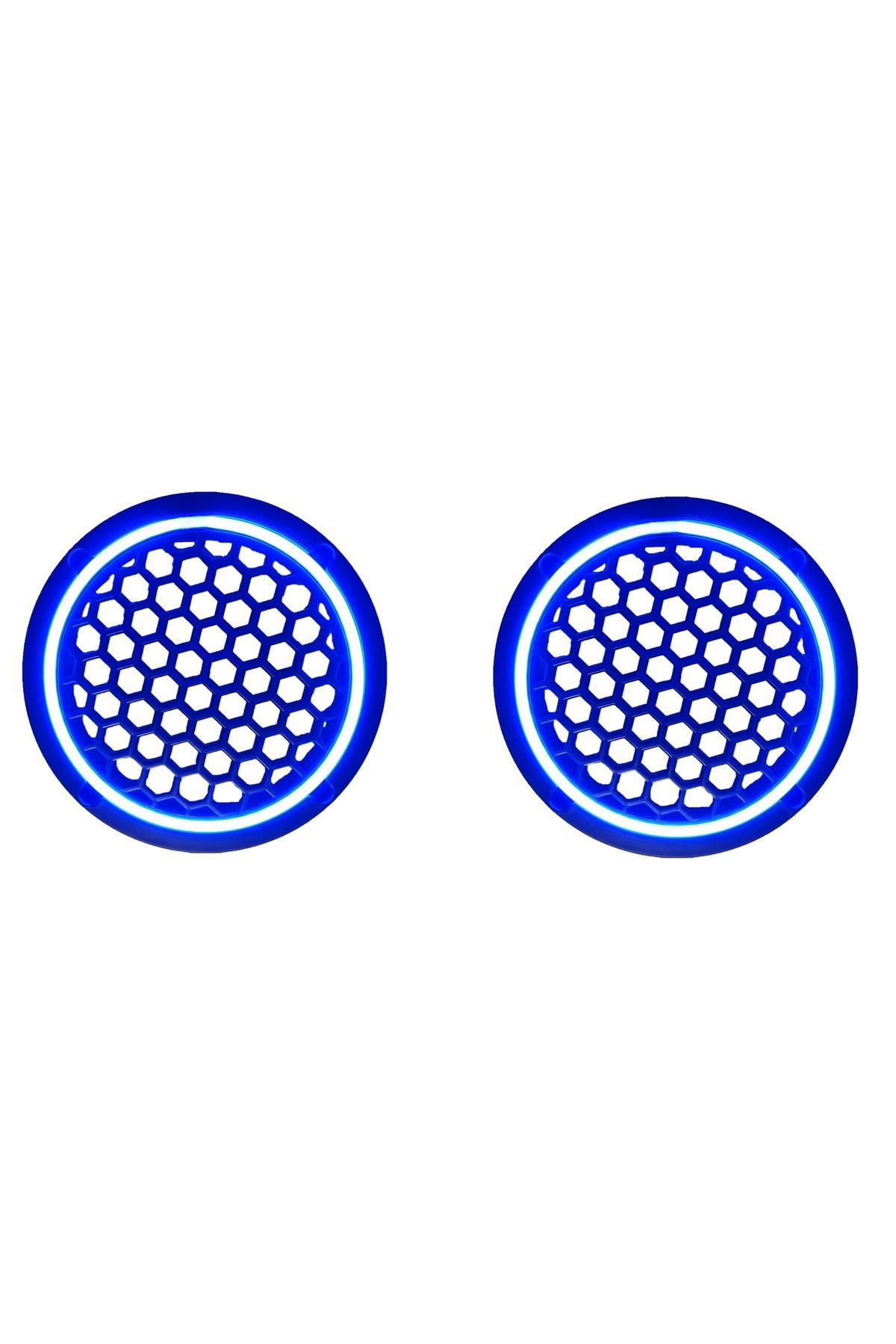 Neon Işıklı 16 cm Hoparlör ve Midrange Kapağı - 2 Adet - Mavi