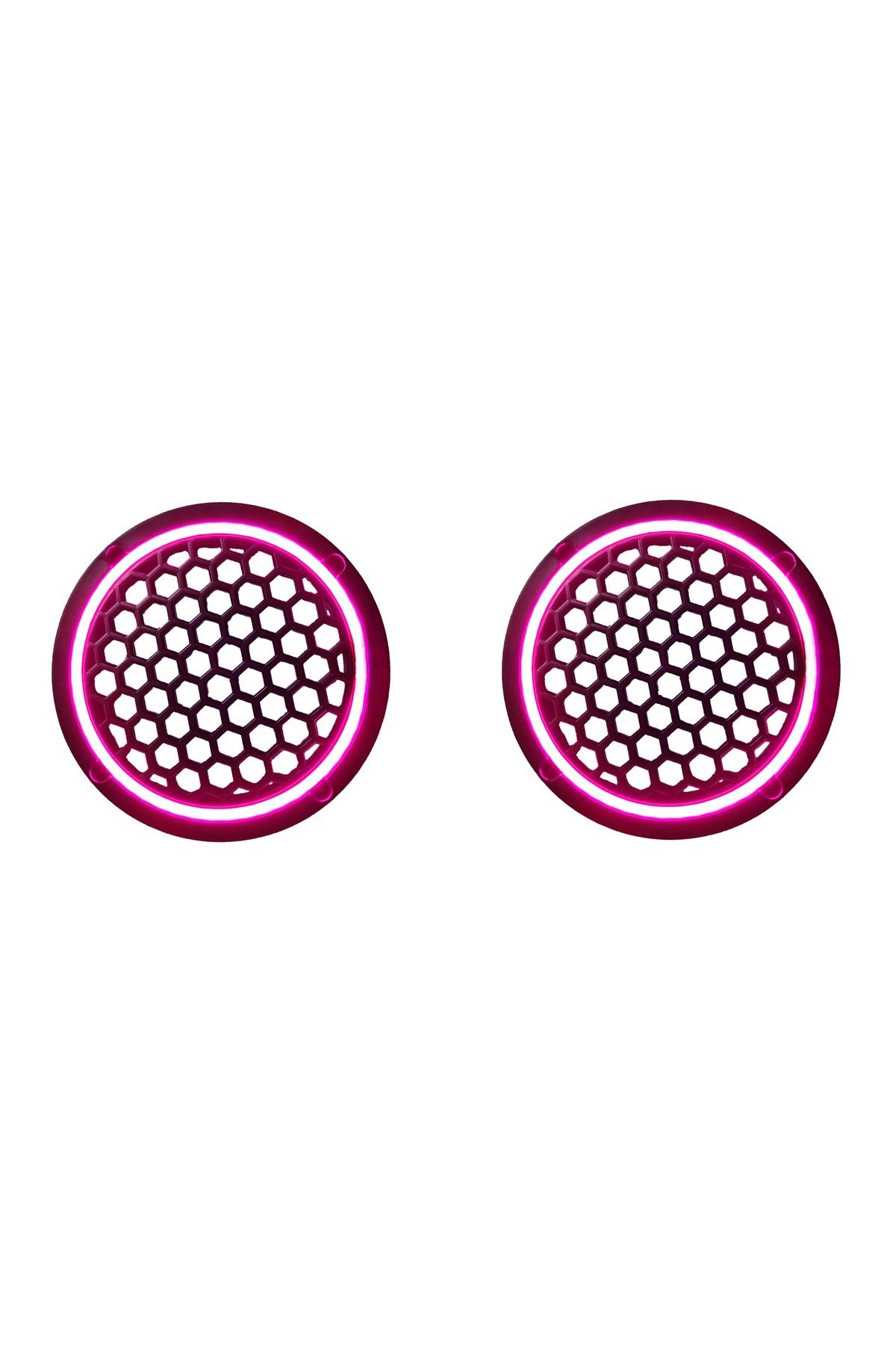 Neon Işıklı 16 cm Hoparlör ve Midrange Kapağı - 2 Adet - Pembe