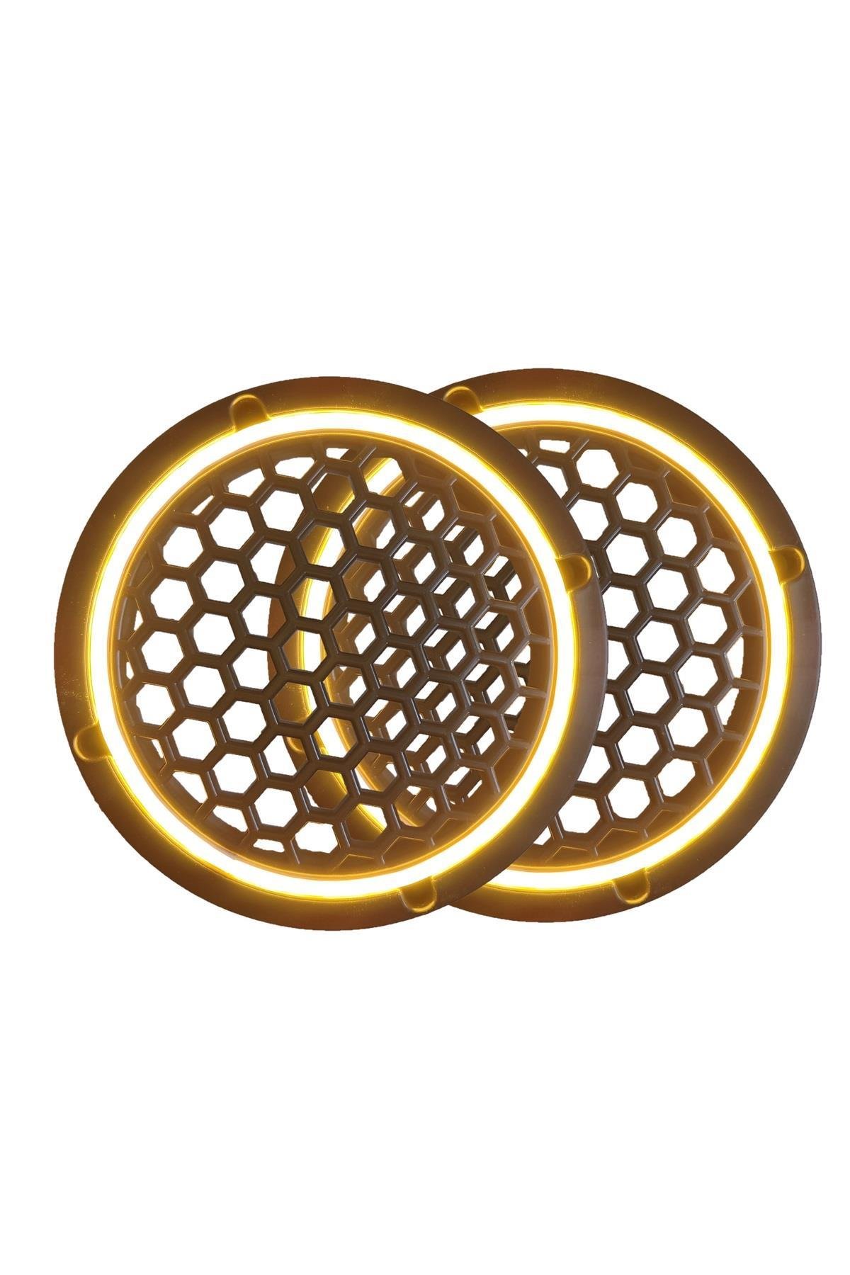 Neon Işıklı 16 cm Hoparlör ve Midrange Kapağı - 2 Adet - Amber
