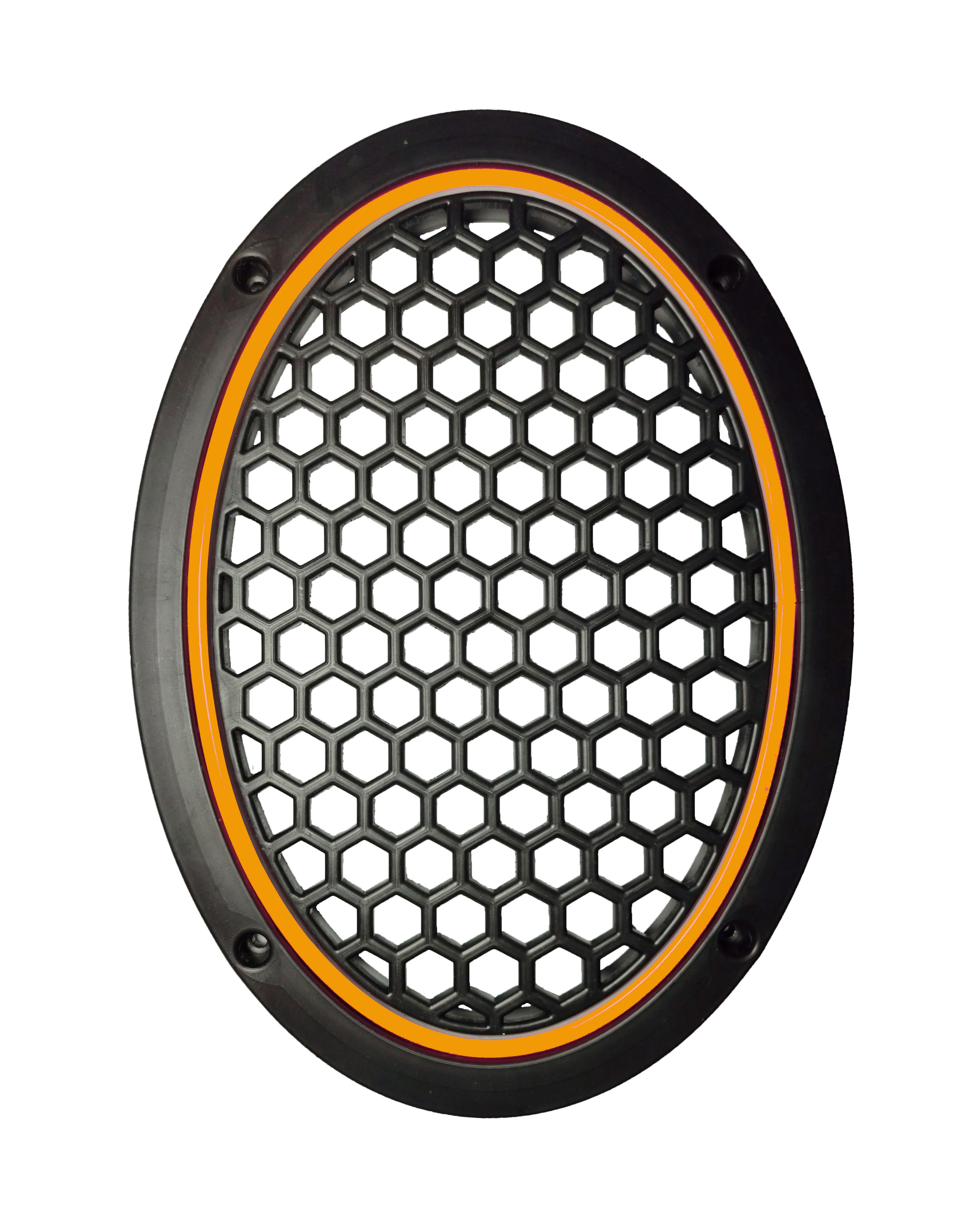 Neon Işıklı (6x9) İnç Kaliteli Plastik Hoparlör Ve Midrange Kapağı - 2 Adet - Turuncu