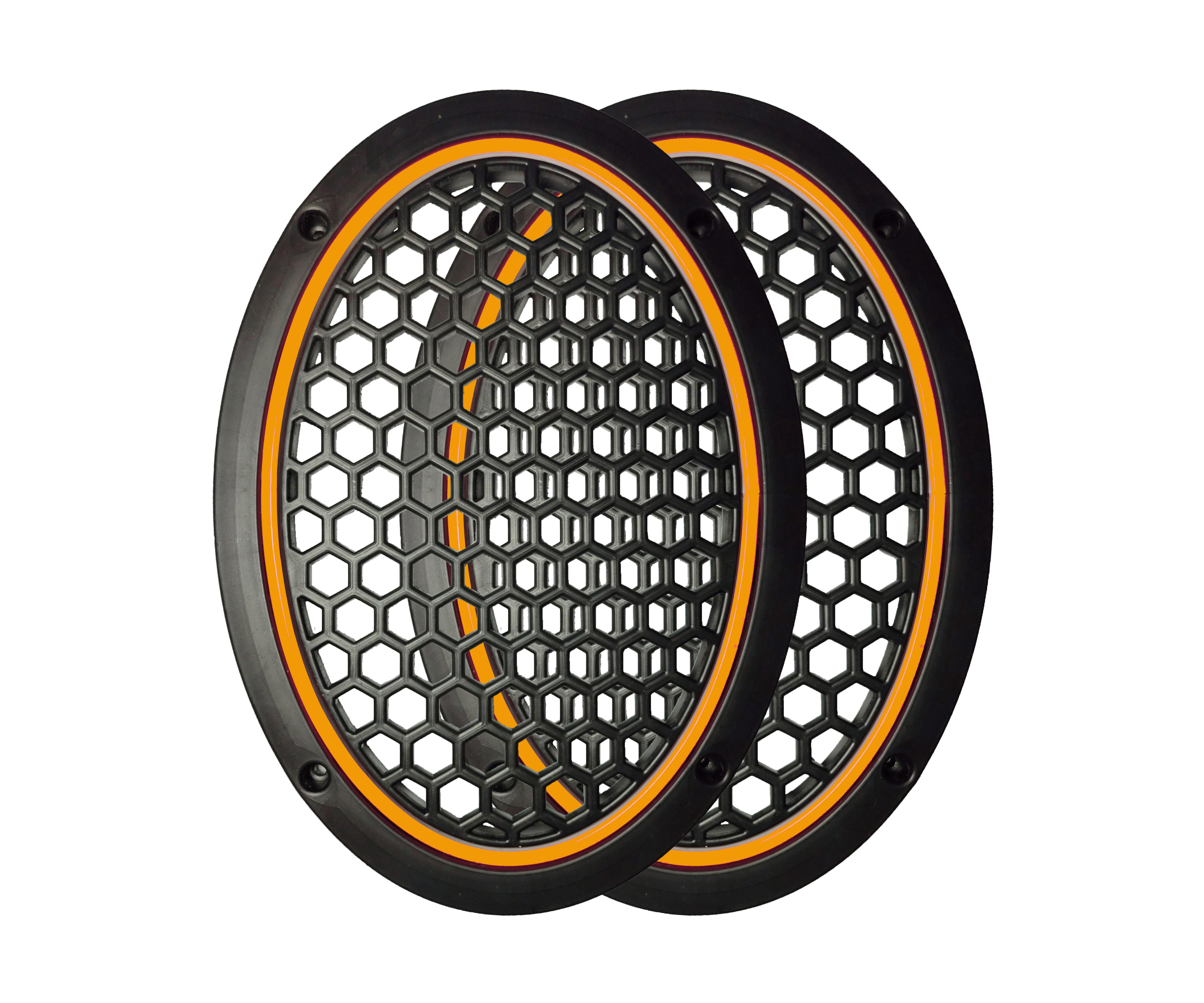 Neon Işıklı (6x9) İnç Kaliteli Plastik Hoparlör Ve Midrange Kapağı - 2 Adet - Turuncu