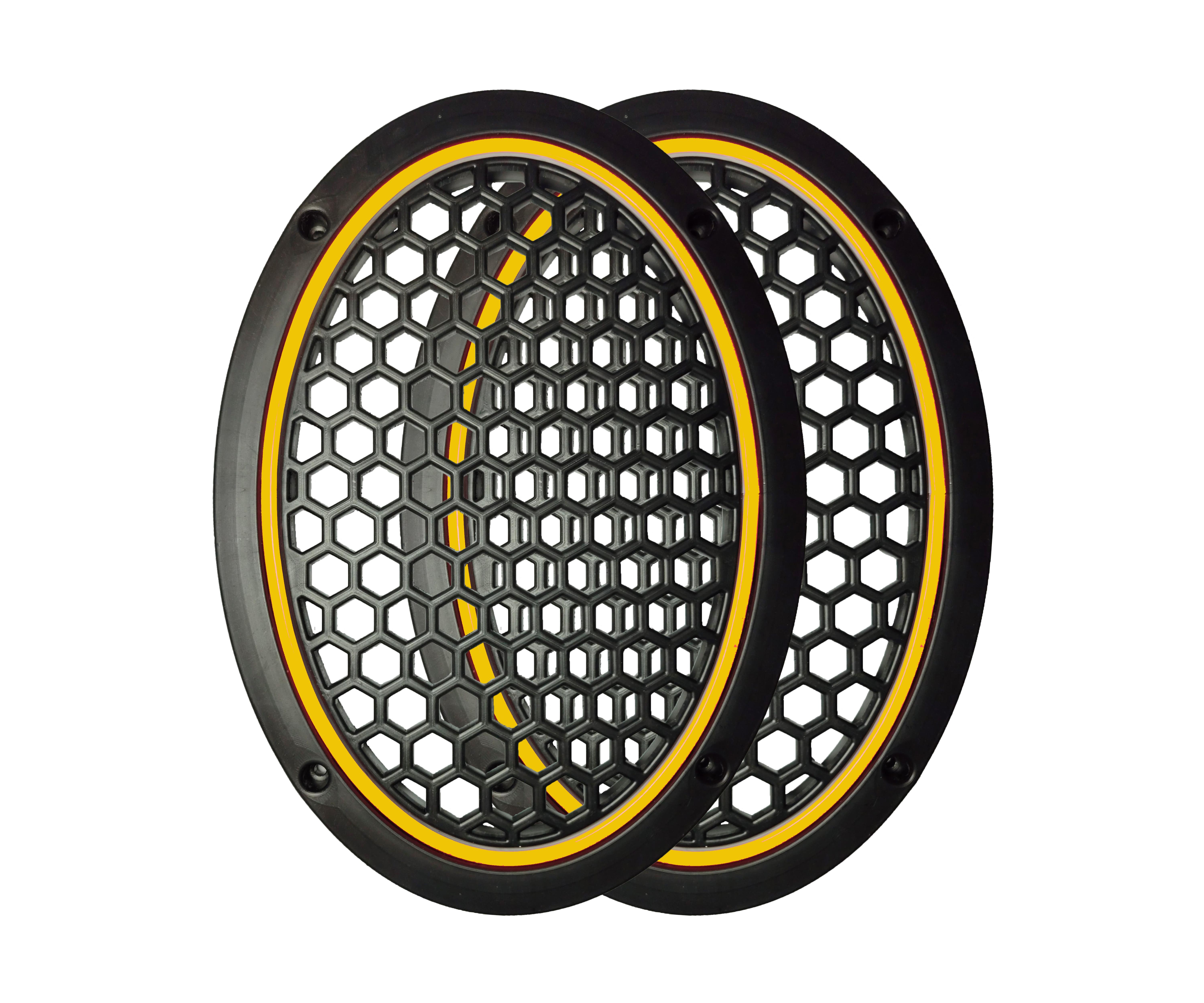 Neon Işıklı (6x9) İnç Kaliteli Plastik Hoparlör Ve Midrange Kapağı - 2 Adet - Amber - Gün Işığı