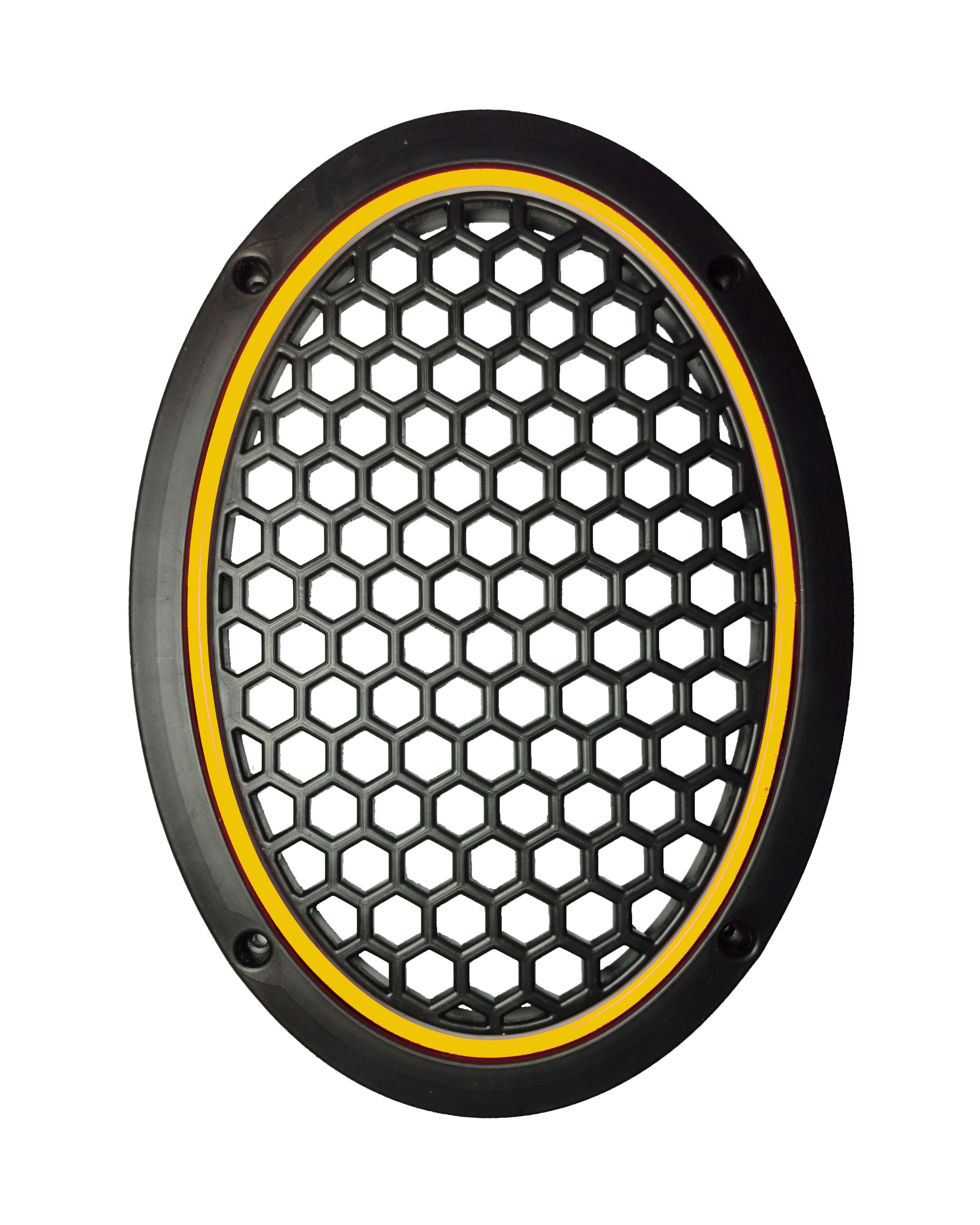 Neon Işıklı (6x9) İnç Kaliteli Plastik Hoparlör Ve Midrange Kapağı - 2 Adet - Amber - Gün Işığı