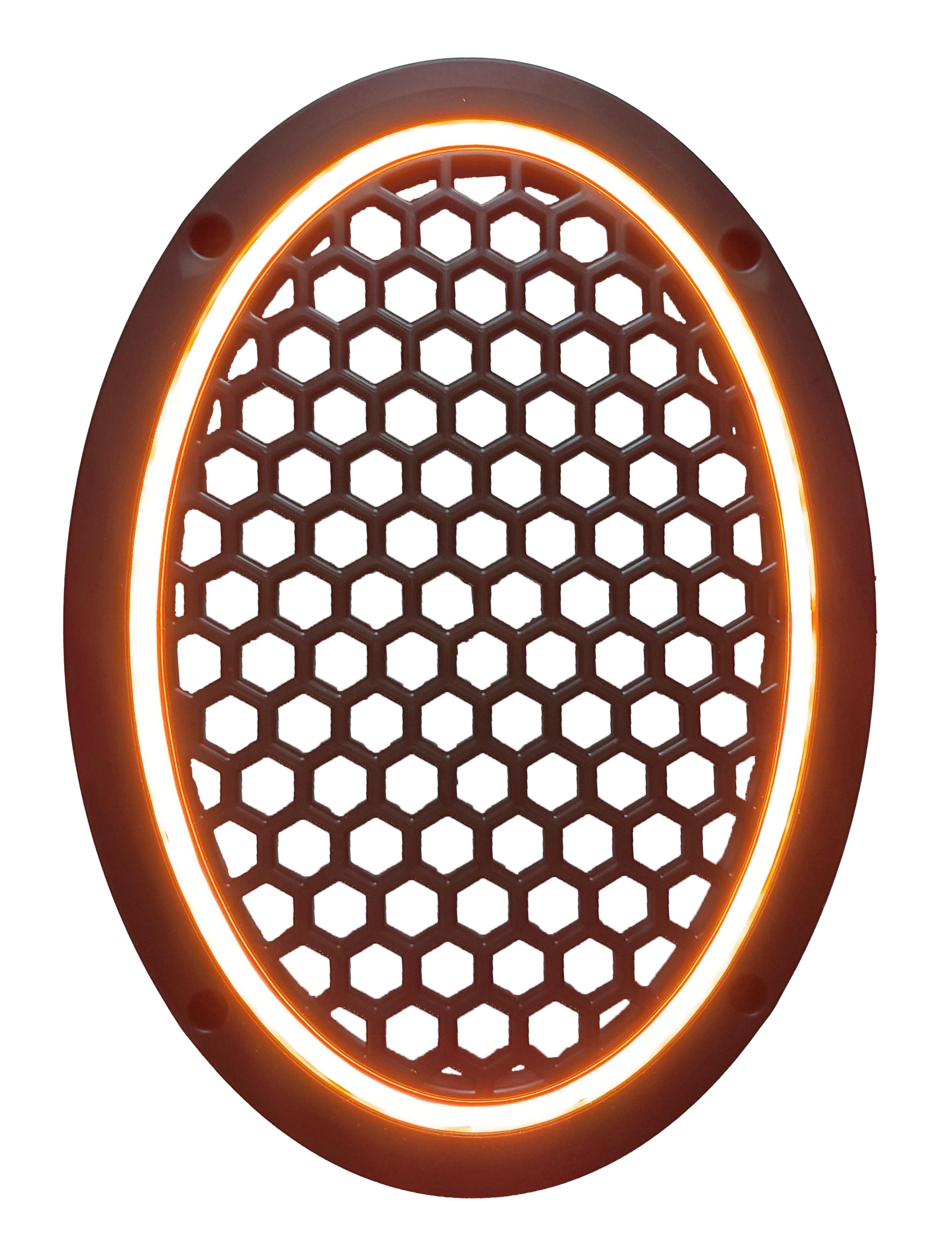 Neon Işıklı (6x9) İnç Kaliteli Plastik Hoparlör Ve Midrange Kapağı - 2 Adet - Turuncu