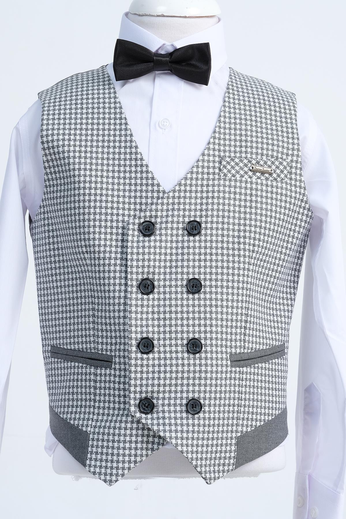 Doctor Junior Erkek Çocuk Slim Fit Takım Elbise Kaz Ayağı