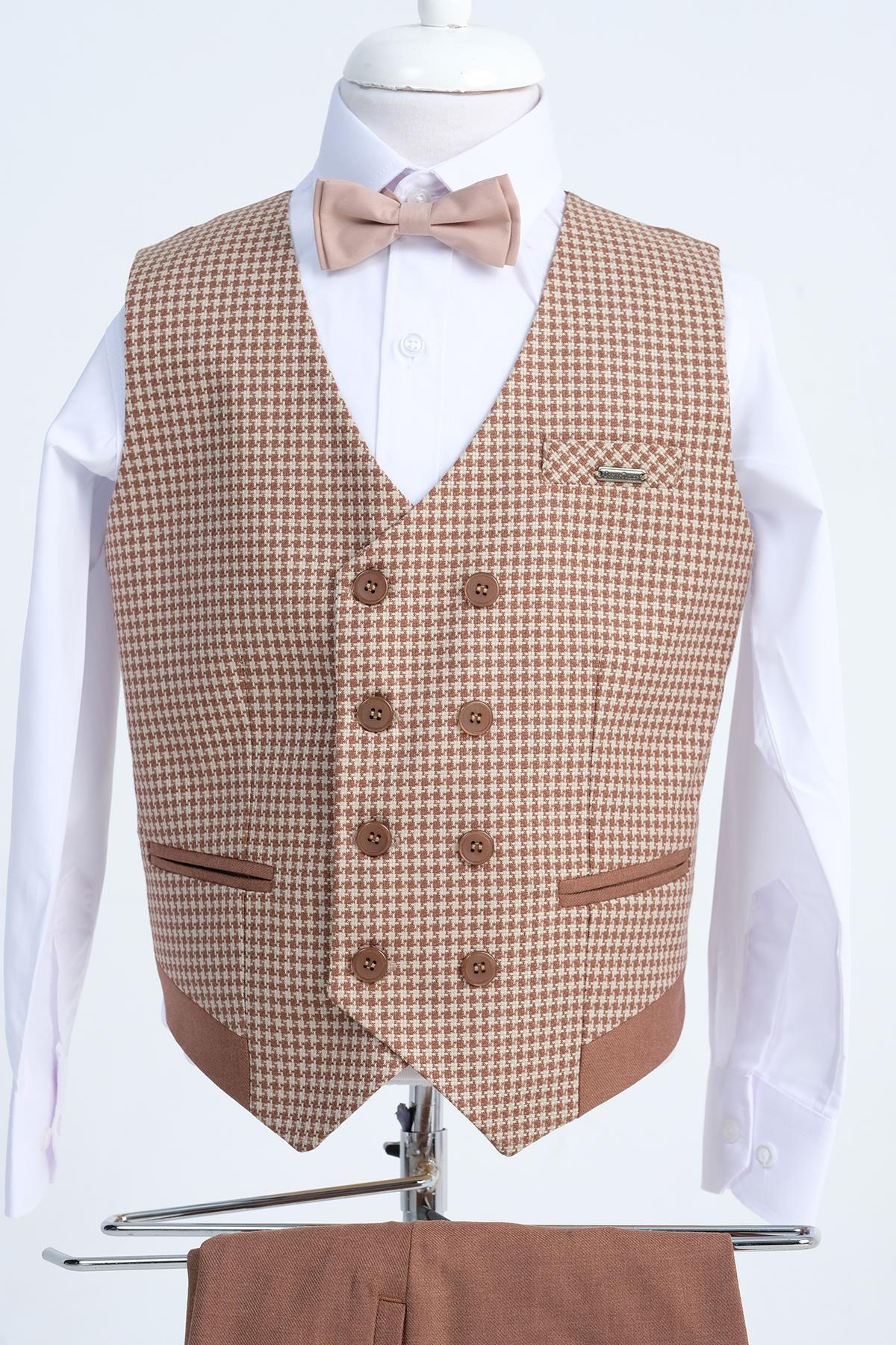 Doctor Junior Erkek Çocuk Slim Fit Takım Elbise Kaz Ayağı