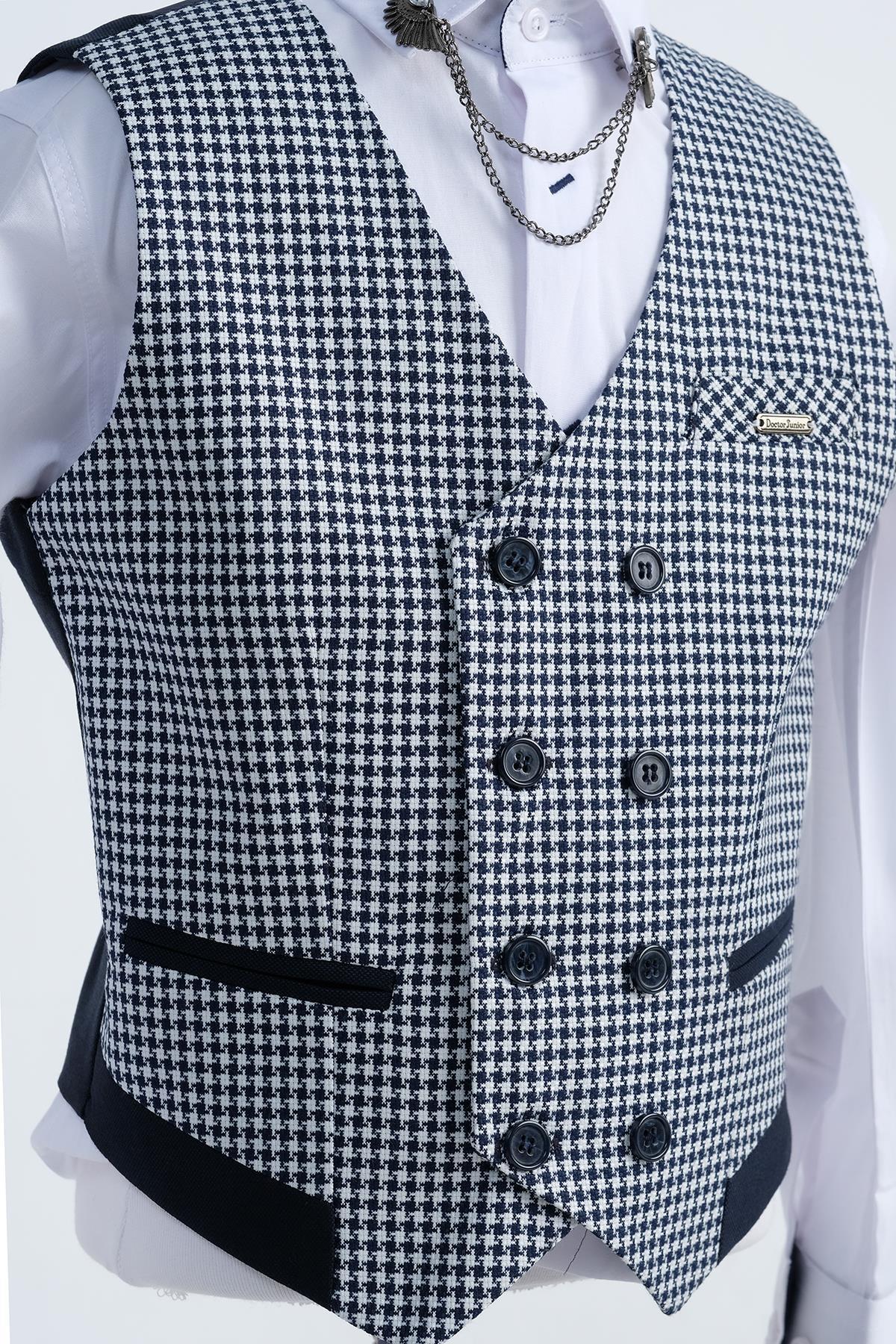Doctor Junior Erkek Çocuk Slim Fit Takım Elbise Kaz Ayağı