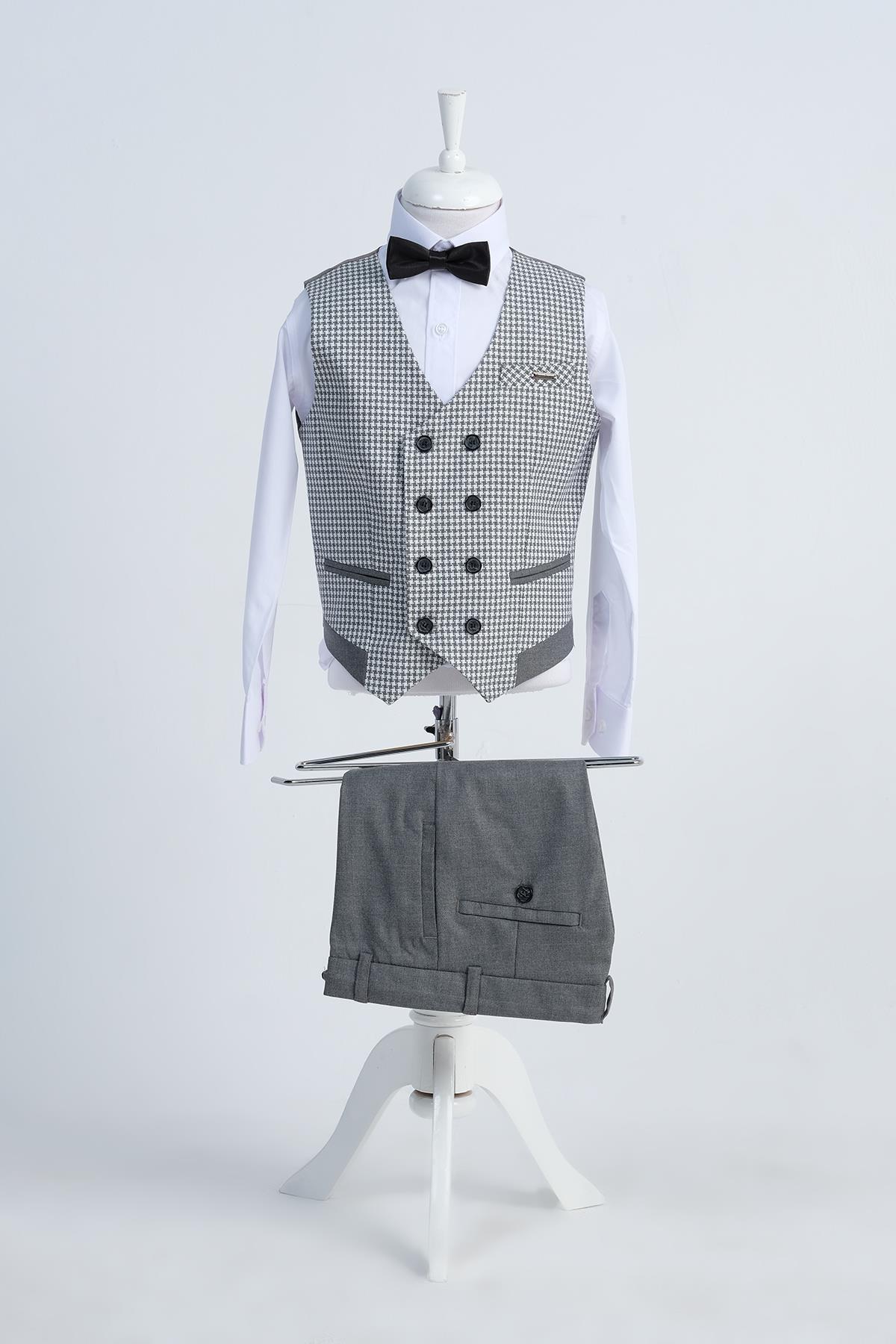 Doctor Junior Erkek Çocuk Slim Fit Takım Elbise Kaz Ayağı
