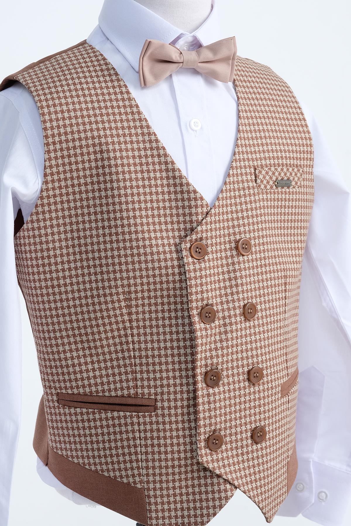 Doctor Junior Erkek Çocuk Slim Fit Takım Elbise Kaz Ayağı