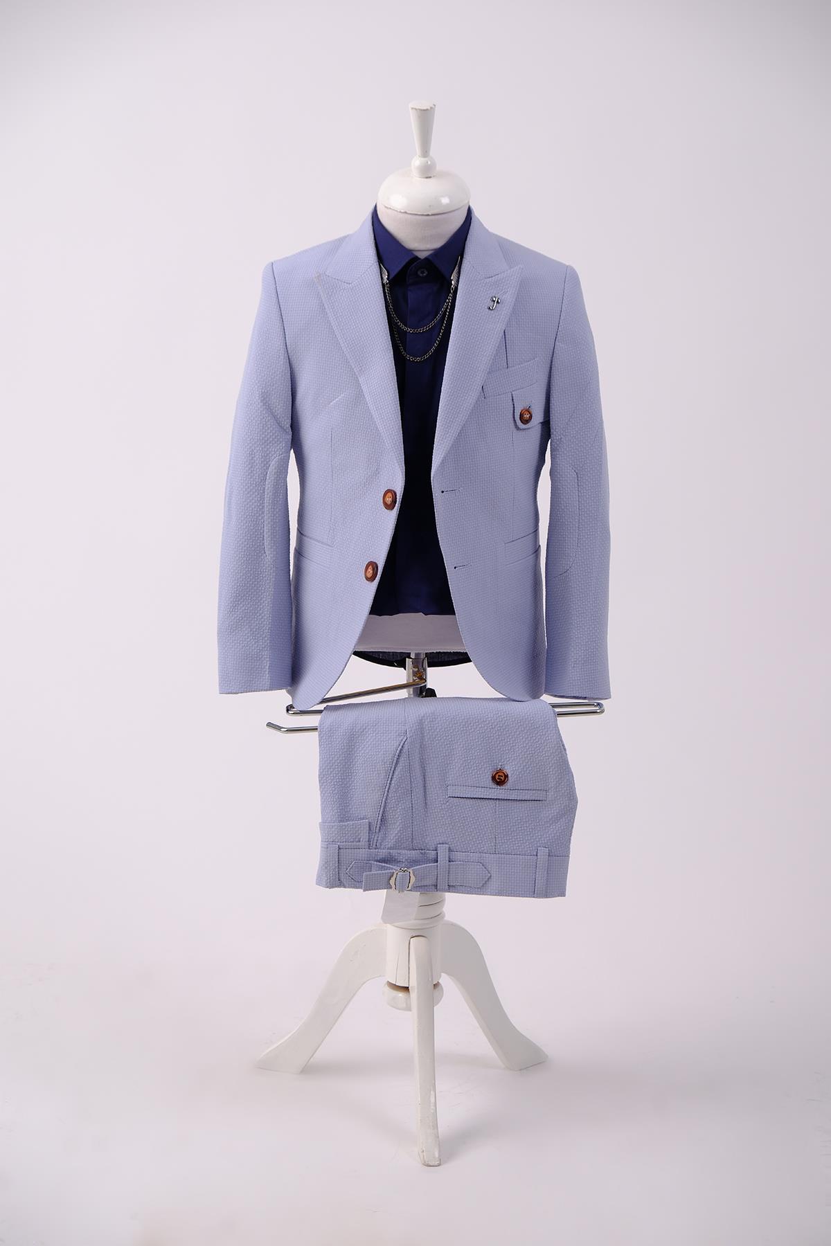 Doctor Junior Gofre Kumaş Erkek Çocuk Slim Fit Takım Elbise