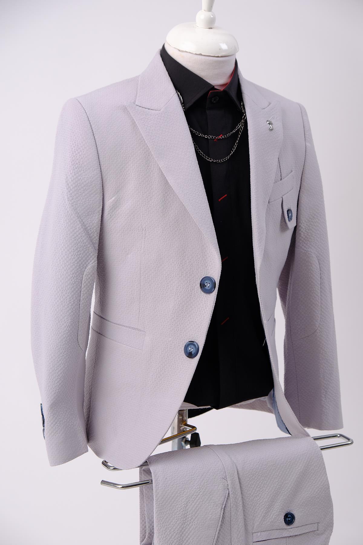 Doctor Junior Gofre Kumaş Erkek Çocuk Slim Fit Takım Elbise