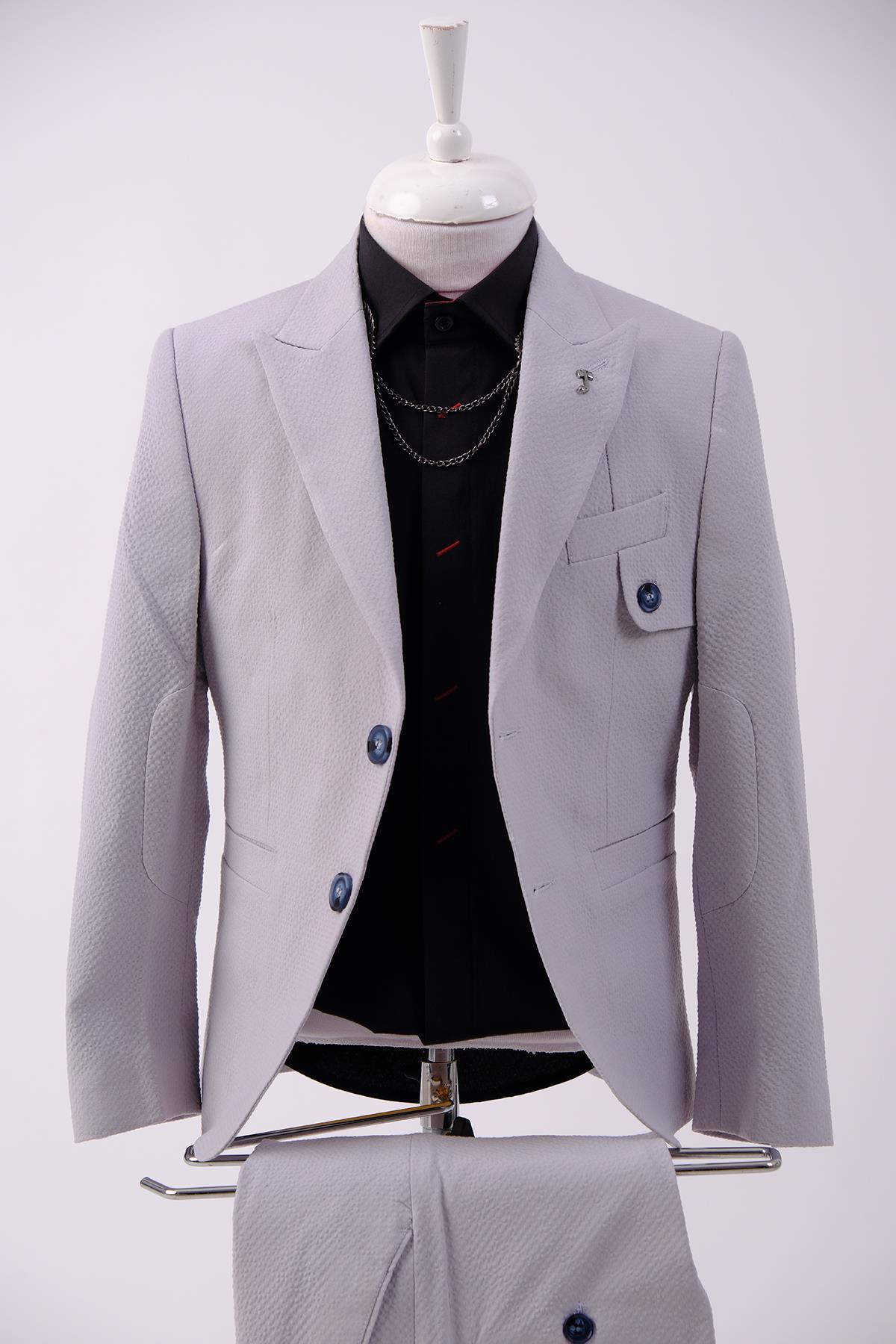 Doctor Junior Gofre Kumaş Erkek Çocuk Slim Fit Takım Elbise