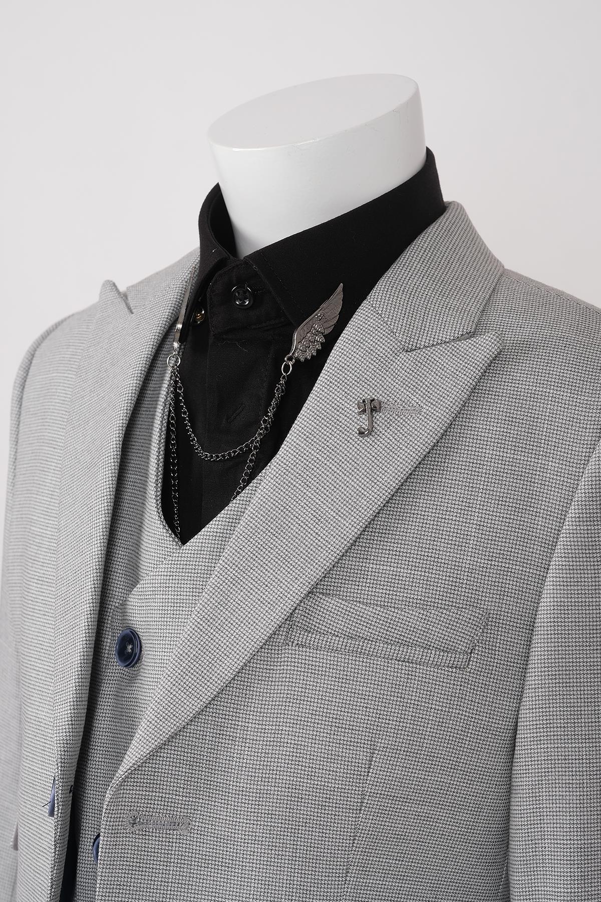 Doctor Junior Kuş Gözü Slim Fit Erkek Çocuk Takım Elbise_mnvs2285